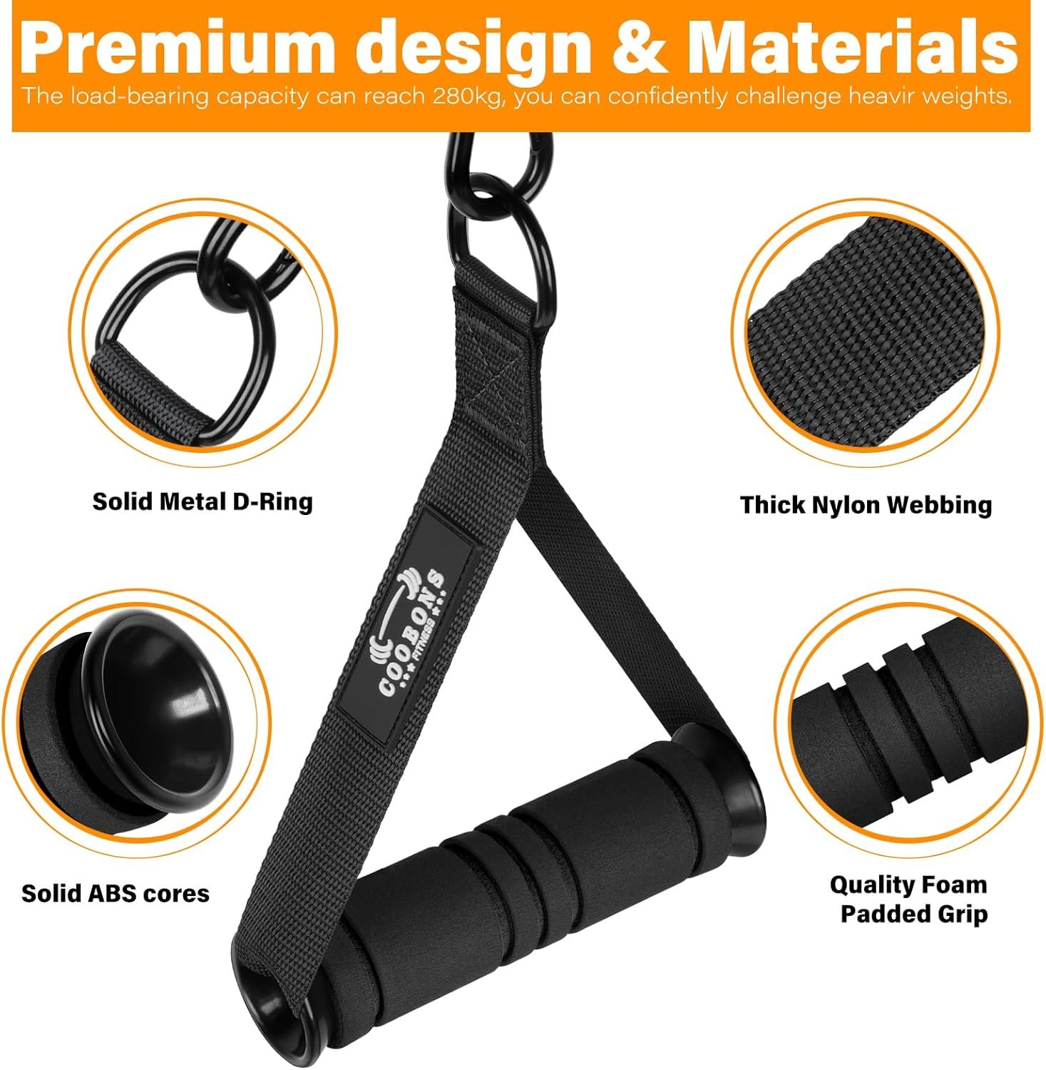 Heavy Duty Exercise Handles, Gym Handles for Cable Machine Attachment, Grip Gym Equipment, Resistance Bands, and Weight Lifting (Set of 2) - Image 4