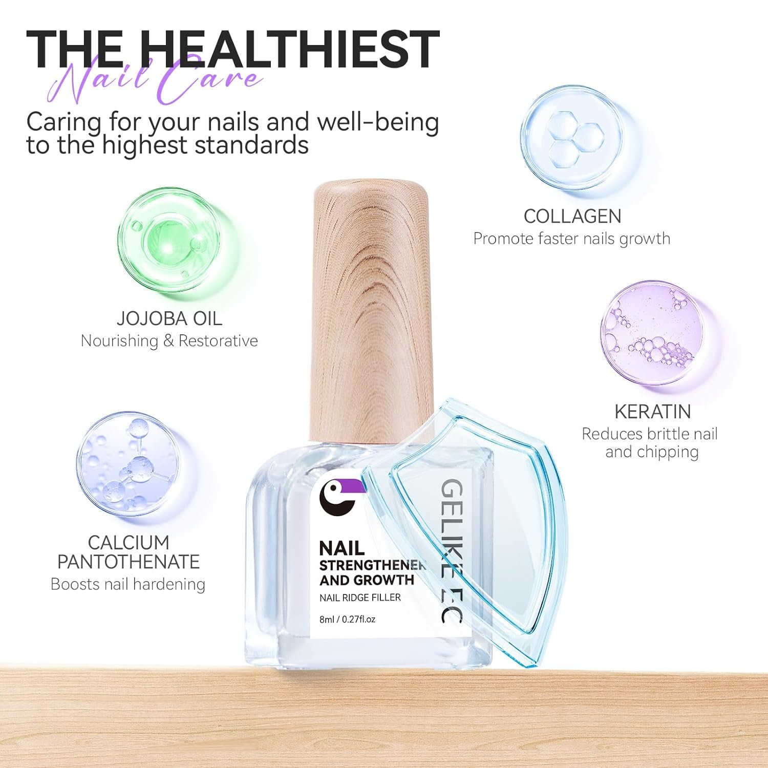 Nail Strengthener Protein for Damaged Nails: Gelike EC 8 in 1 Natural Nail Hardener Extra Strong and Growth - Long Lasting Nail Repair for Damaged Nails - Nail Growth Oil for Daily Work Home Salon - Image 7