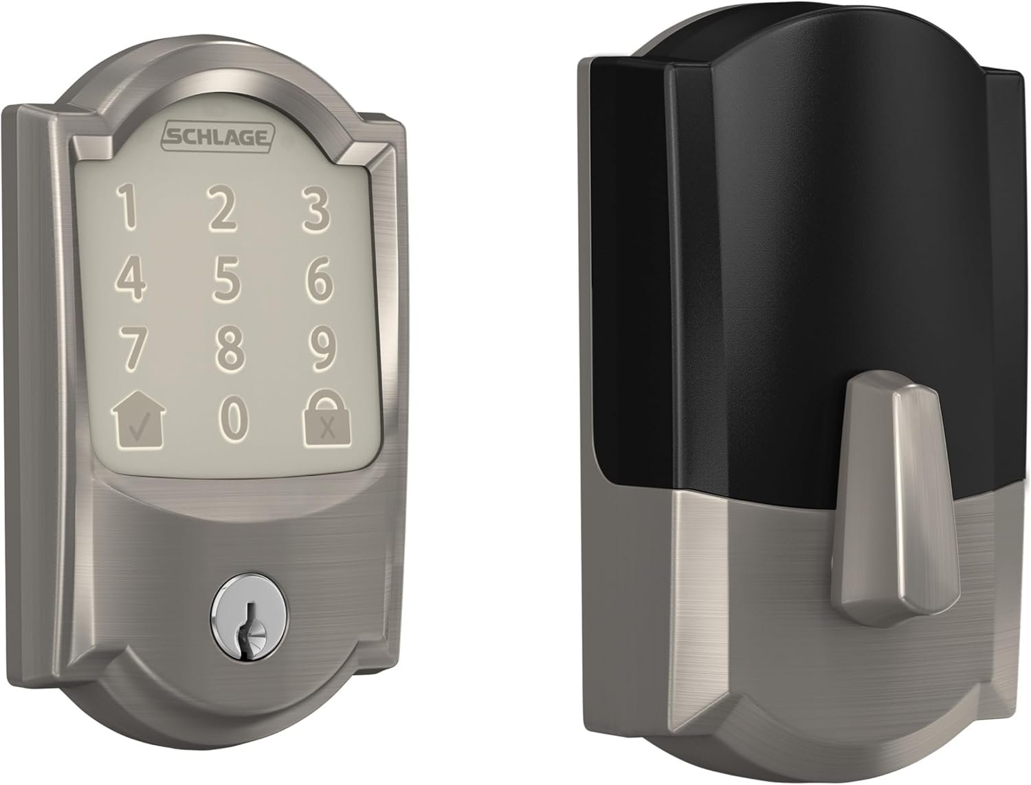Schlage Encode Smart Wi-Fi Deadbolt with Camelot Trim in Satin Nickel - Image 2