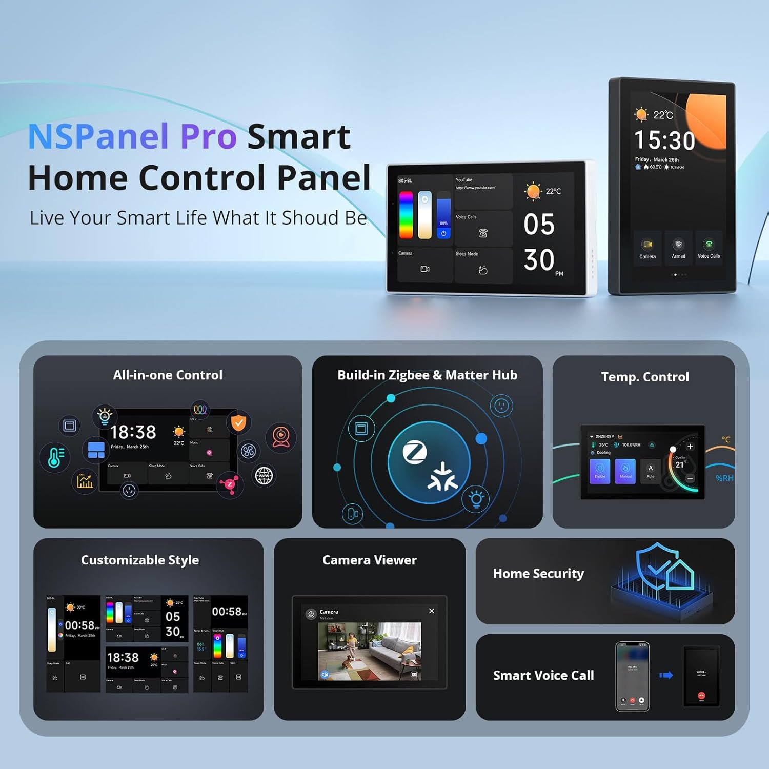 SONOFF NSPanel Pro 120 Smart Home Control Panel, Integrate Zigbee Gateway with Home Security, 4.7-inch large display with Monitoring energy use, Viewing cameras, Thermostat, Browsing the web(Black) - Image 3