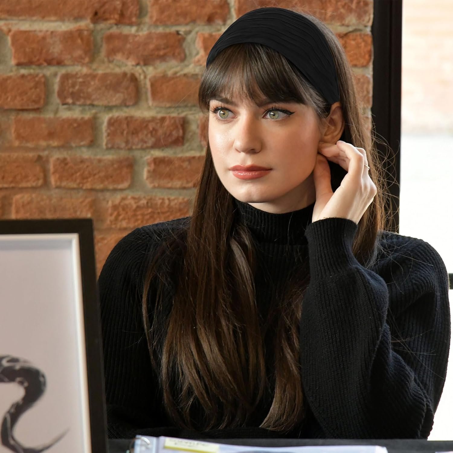 Black Wide Headband for Women, Boho Headbands Thick Headbands with Teeth, Large Head Bands for Women's Hair Turban Hairbands Hair Accessories for Women - Image 6