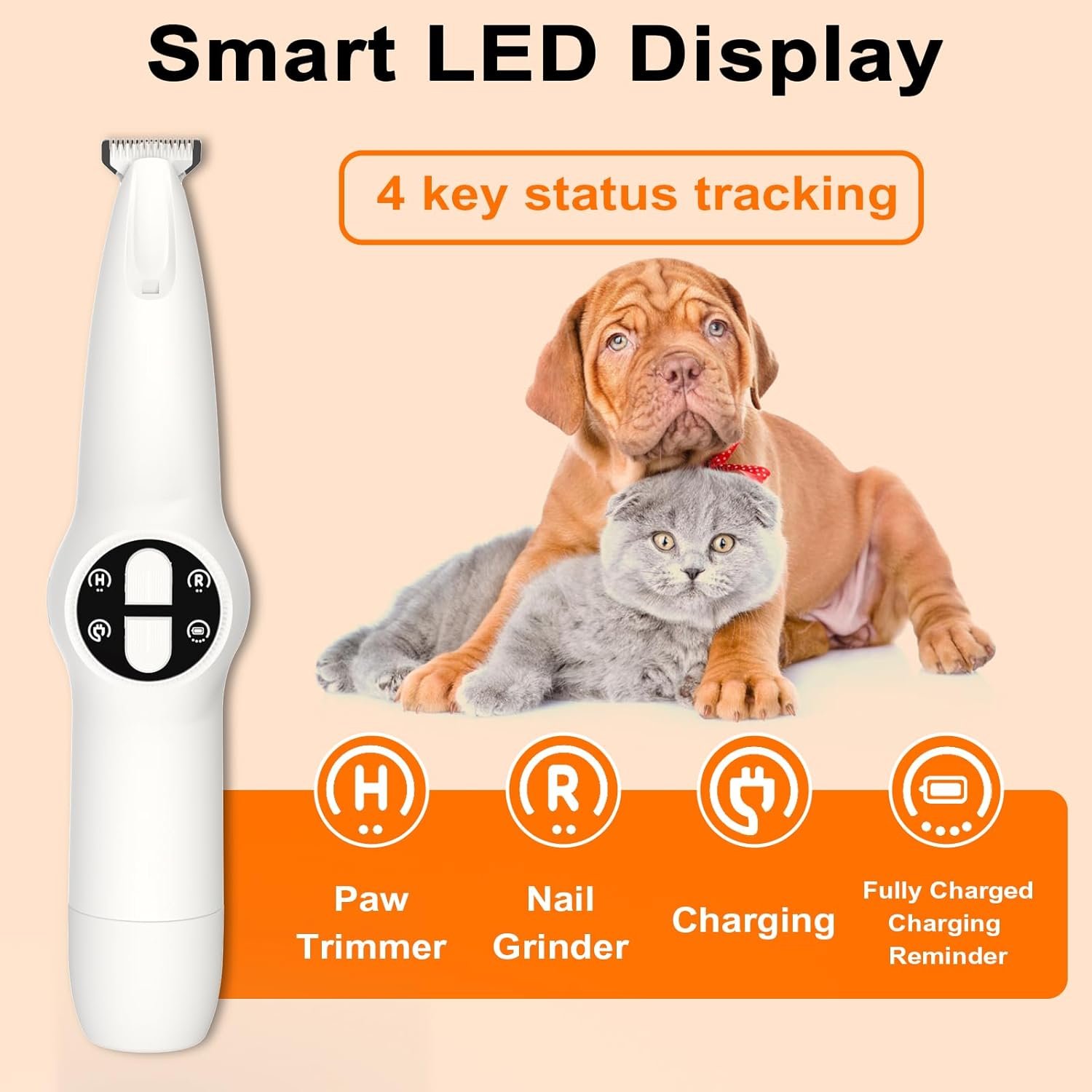 Dog Paw Trimmer with LED Light, Upgraded 2 in 1 Dog Grooming Kit, Cordless Dog Nail Trimmers Grinder with 3 Ports for Small Medium Large Dogs, Pet Micro Precision Electric Trimmer for Paws Eyes Ears - Image 7