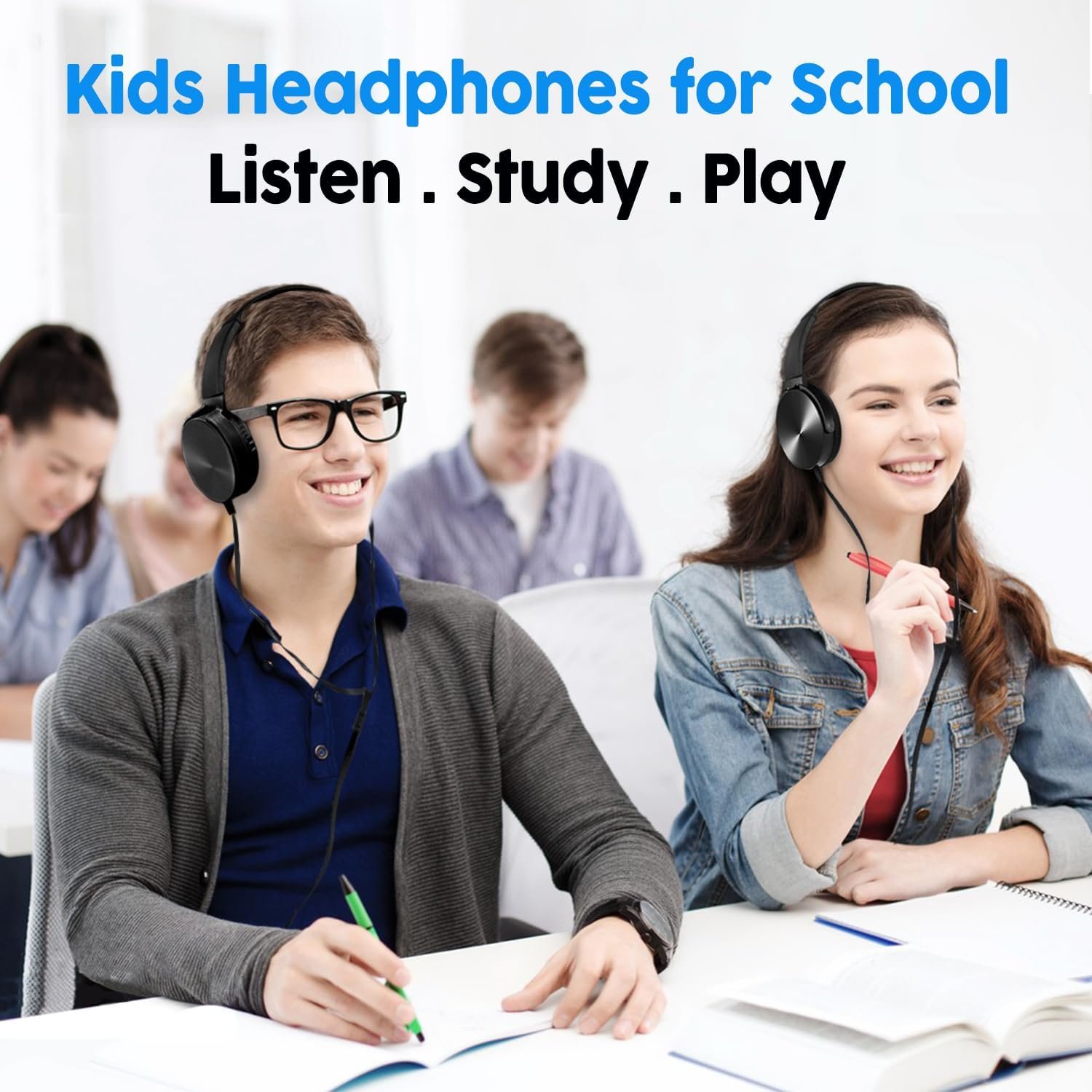 Classroom Headphones Bulk 10 Pack,Students On Ear Headsets,Comfy Swivel Earphones for Computer,School,Library,Airplane,for Online Learning and Travel,Premium Stereo Sound 3.5mm Jack (Black) - Image 7