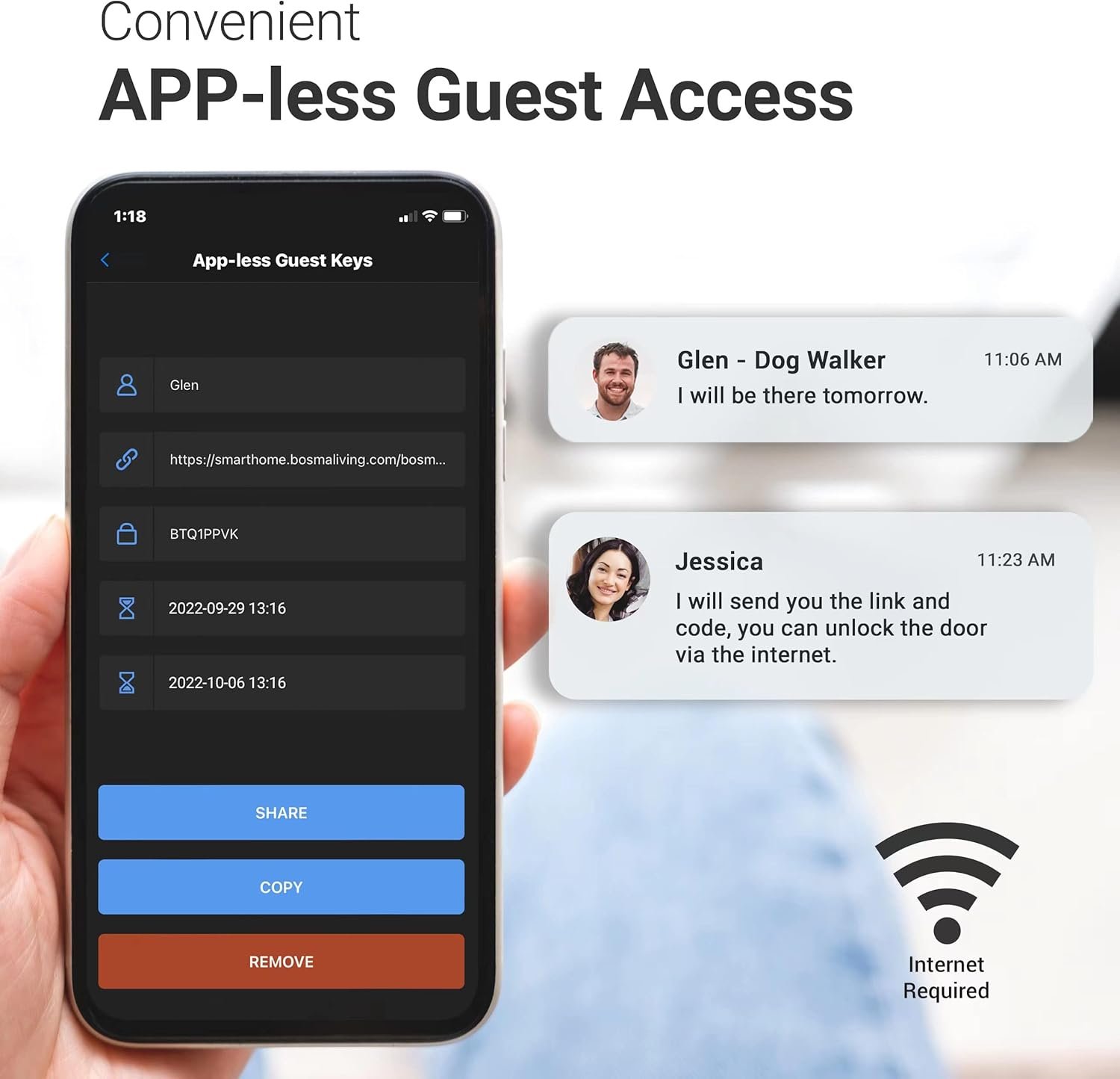 Bosma Aegis Smart Door Lock w/WiFi Gateway, Auto-Unlock & Auto-Lock, Remote Control, APP-Less Guest Access, Break-in Detection, Works with Alexa & Google, Fits Your Existing Single-Cylinder Deadbolt - Image 8