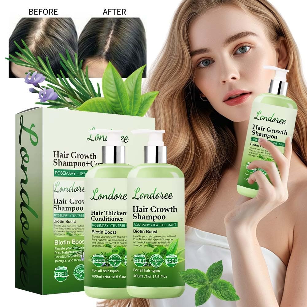 Rosemary Hair Growth Shampoo & Conditioner - Thickening & Re-Growth Formula for Men & Women,(400ml) Mint Strengthening Rosemary Set with Tea Tree For Hair Loss (Rosemary Shampoo & Conditioner) - Image 3