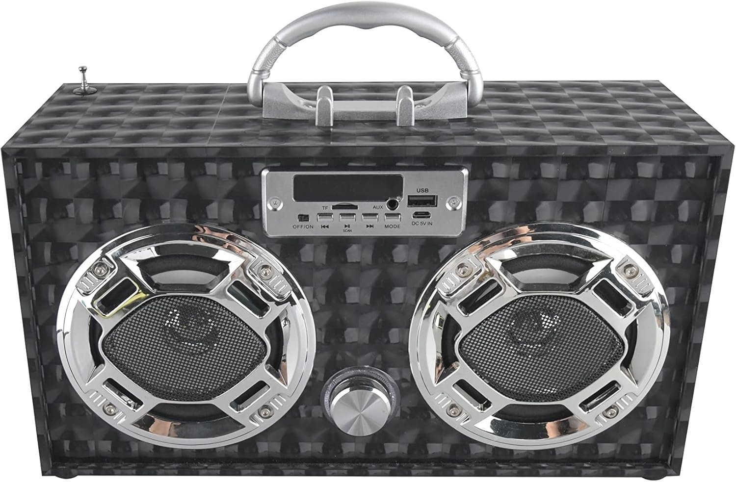 Boombox Speaker with LED Lights – Retro Bluetooth Speaker w/Enhanced FM Radio - Perfect for Home and Outdoor (Black) - Image 6