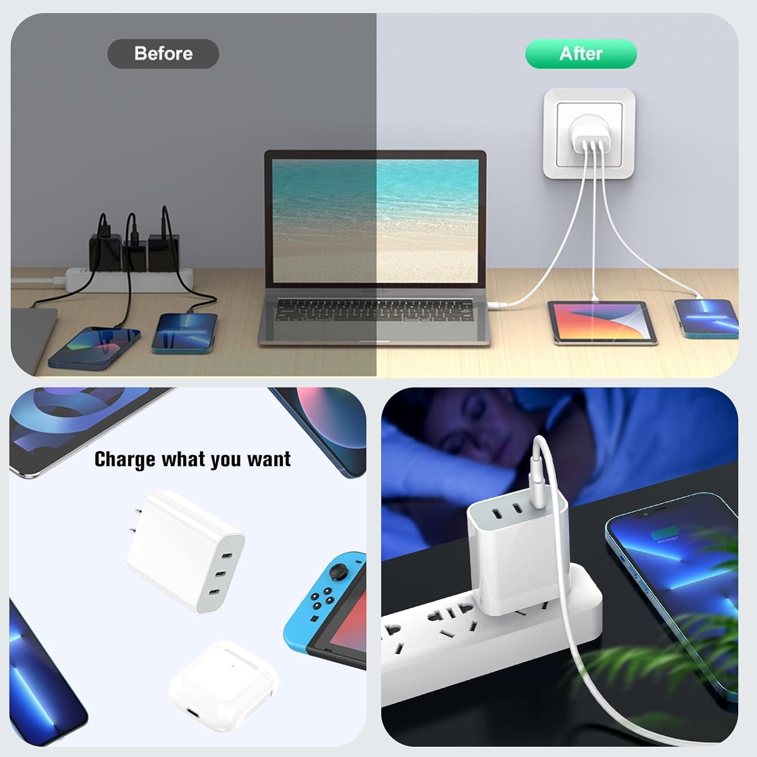 USB C Charger, Amoner 35W 3-Port iPhone Fast Charger Block, iPhone Cube Adapter with PD 3.0 Power Delivery Compatible with iPhone 16/16 Pro/15/14/13/12/11/SE/XS, Galaxy, Pixel 4/3 and More - Image 7