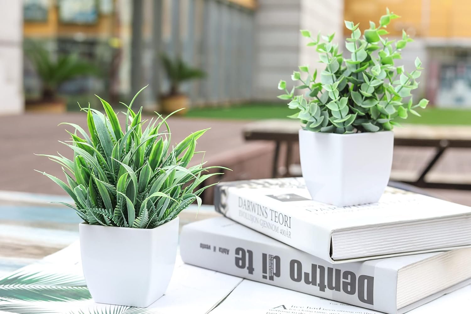 Der Rose 2 Pack Small Fake Plants Mini Artificial Potted Plants for Table Desk Home Bathroom Office Decor - Image 6