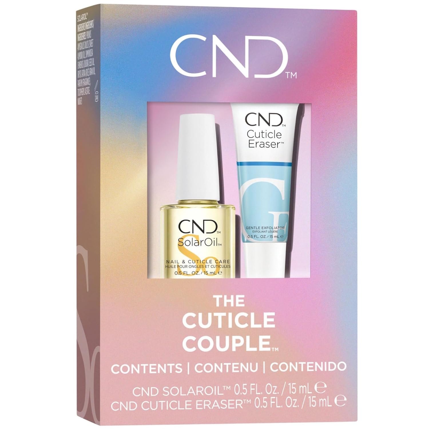 CND Cuticle Couple, SolarOil + Cuticle Eraser, Natural Blend Oils, Moisturizes and Conditions Skin, Gentle Exfoliator, 0.5 fl oz. - Image 2
