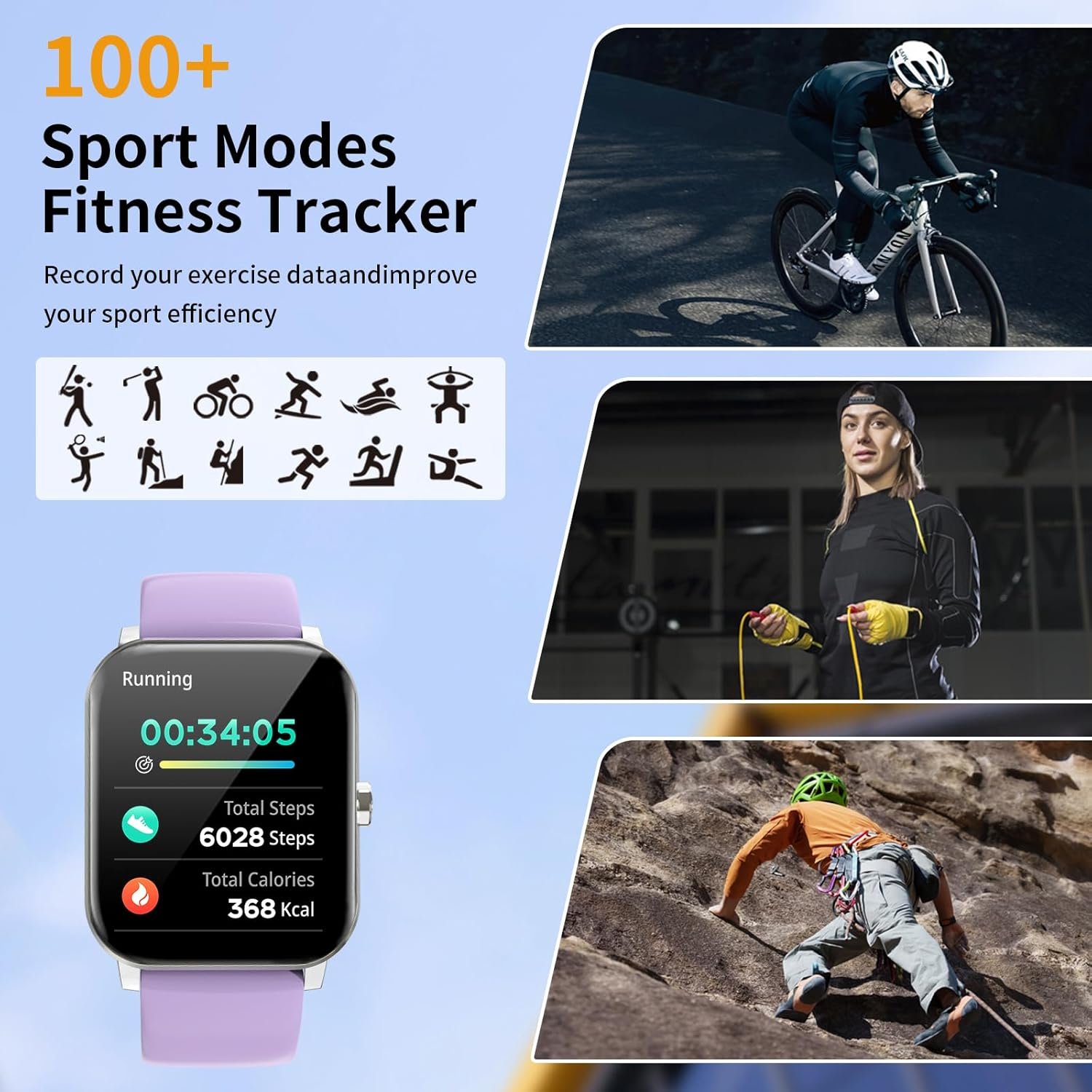 Smart Watch, 1.85"HD Smartwatches for Men Women, (Answer/Make Calls), IP68 Waterproof Fitness Watch, Heart Rate/Sleep Monitor, SpO2, Fitness Tracker with 120+ Sport Modes, Smartwatch for Android iOS - Image 6