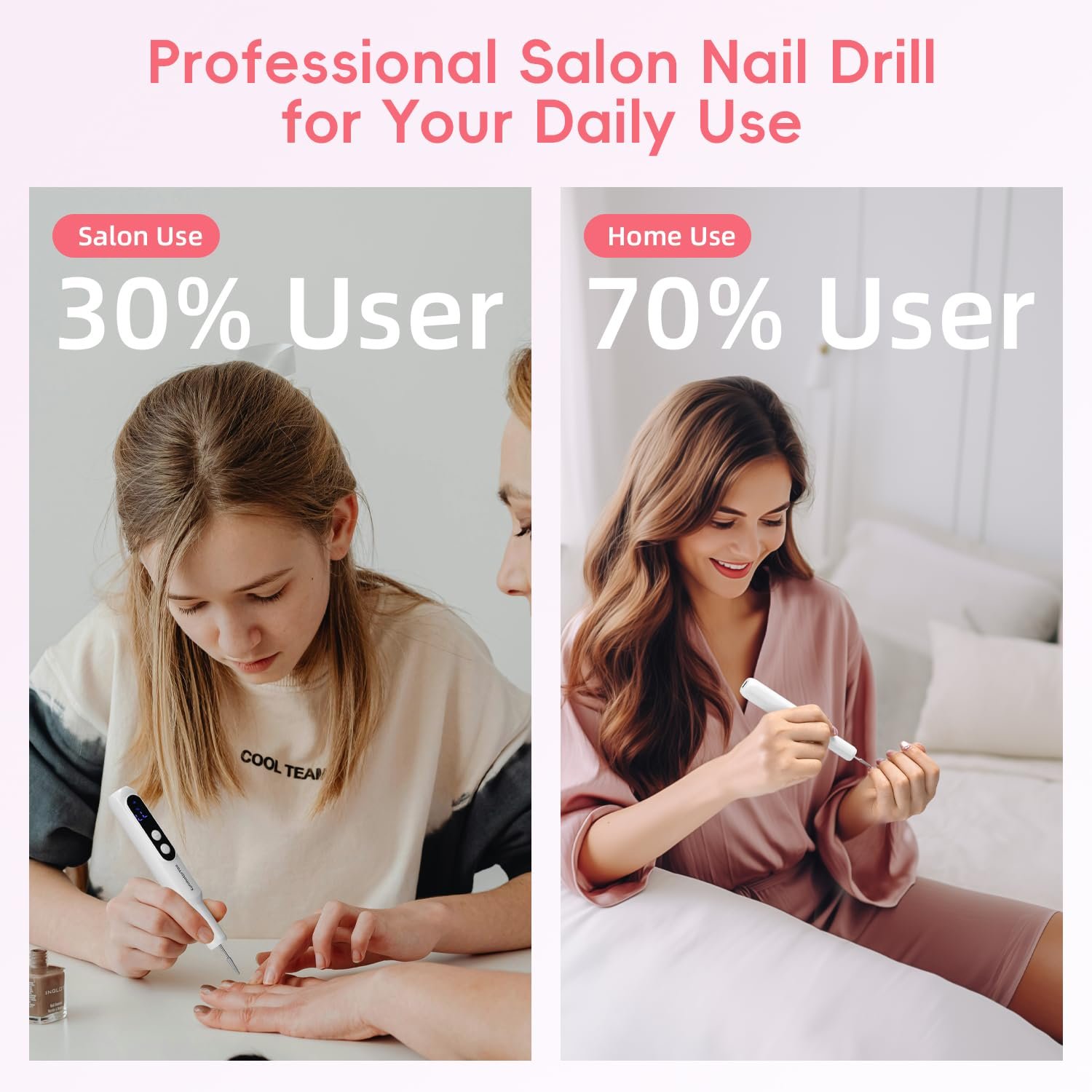 Rechargeable Cordless Electric Nail Drill, 12 in 1 Professinal Nail File Set for Feet, 3 Speeds Efile Manicure and Pedicure Kit with Nail Drill Bits for Polishing Grinding Trimming Toenail (White) - Image 7