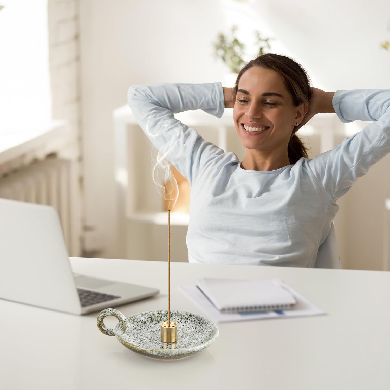 5 in 1 Ceramic Incense Holder Ash Catcher, Multi-Funtional Palo Santo Holder for Sage Sticks Cones Candle, Ideal for Meditation, Relaxing, Easy to Clean(Green - Image 8