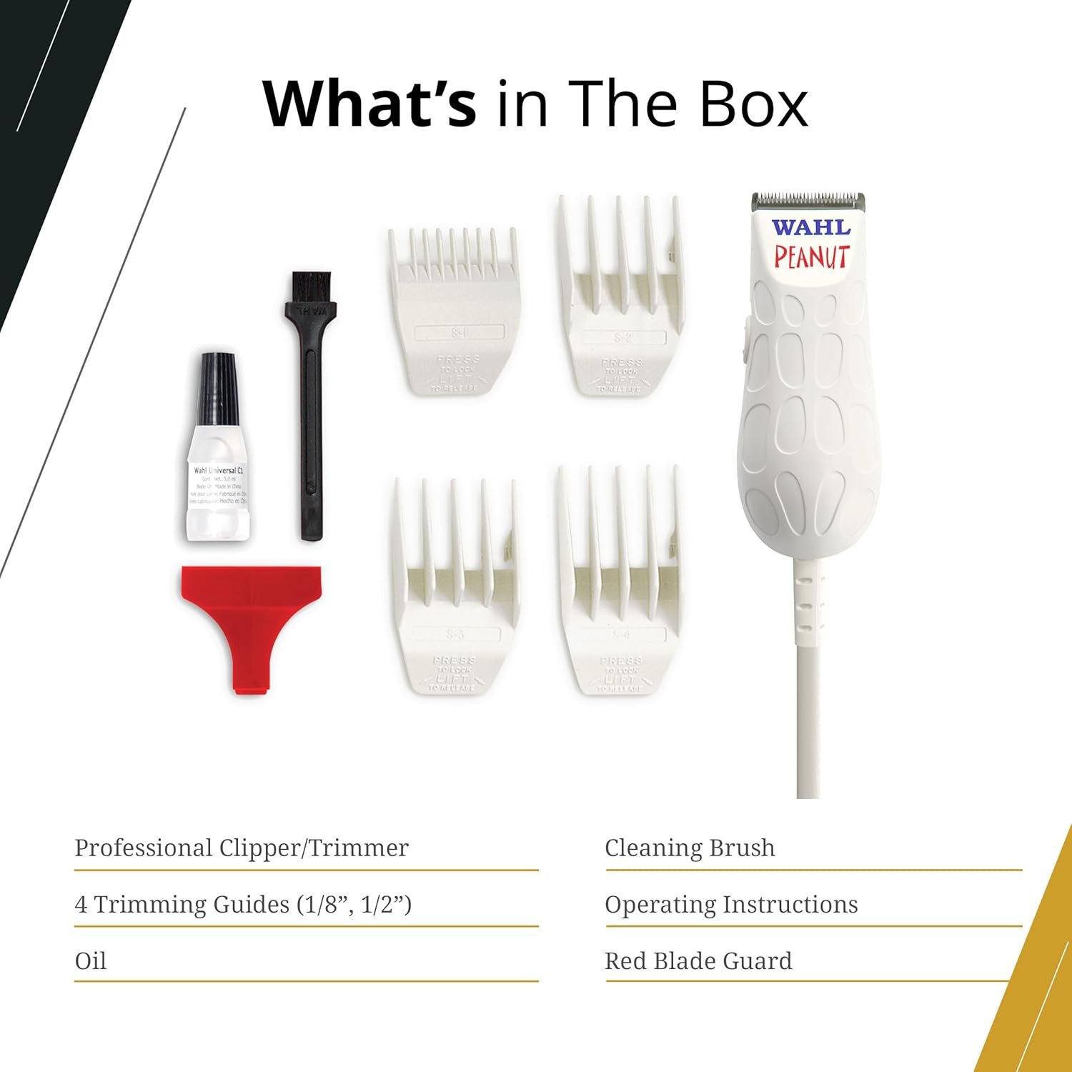 Wahl Professional Peanut Corded Trimmer Compact Lightweight Powerful Rotary Motor Grooming Tool 4 Trimming Guides Accessories - Image 7