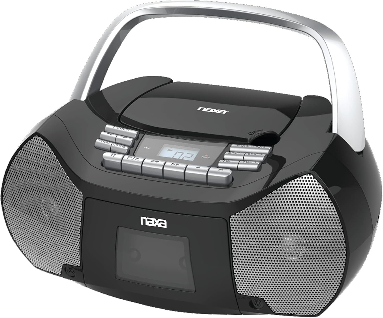 Naxa Electronics NPB-268 Portable CD/Cassette Boombox, Silver/Black - Image 2
