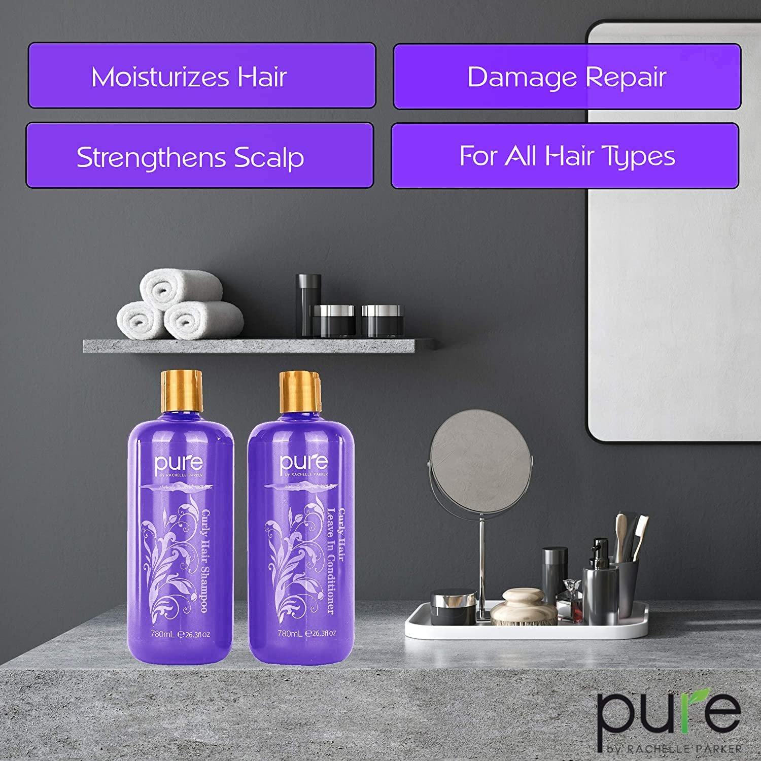 Curly Hair Shampoo and Conditioner Set - Increase Hydration & Gloss, Repair & Strengthen for Smooth, Bouncy Curls. Sulfate & Paraben Free with Leave-in Conditioner - Image 8