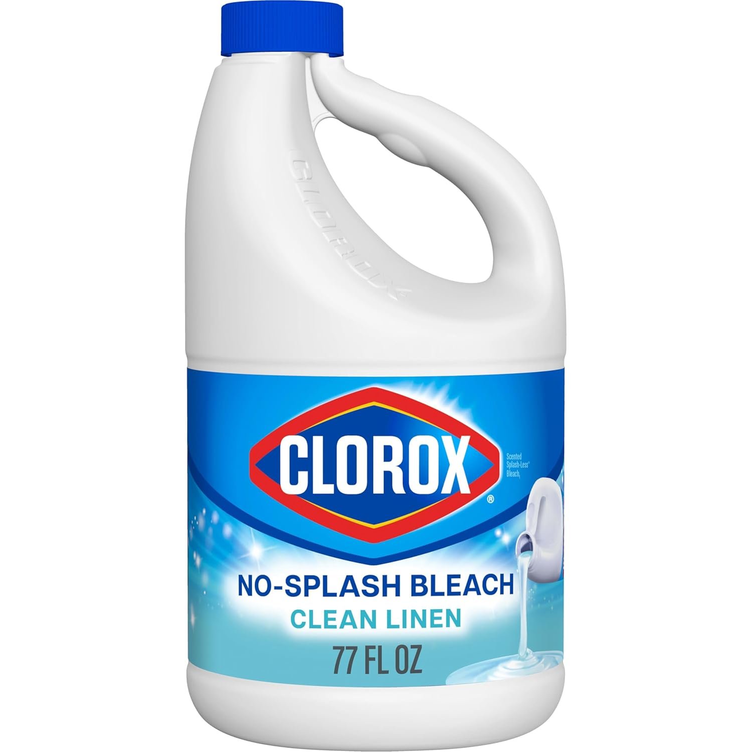Clorox Splash-Less Bleach, Concentrated Formula, Clean Linen, 77 Ounce Bottle (Package May Vary) - Image 2