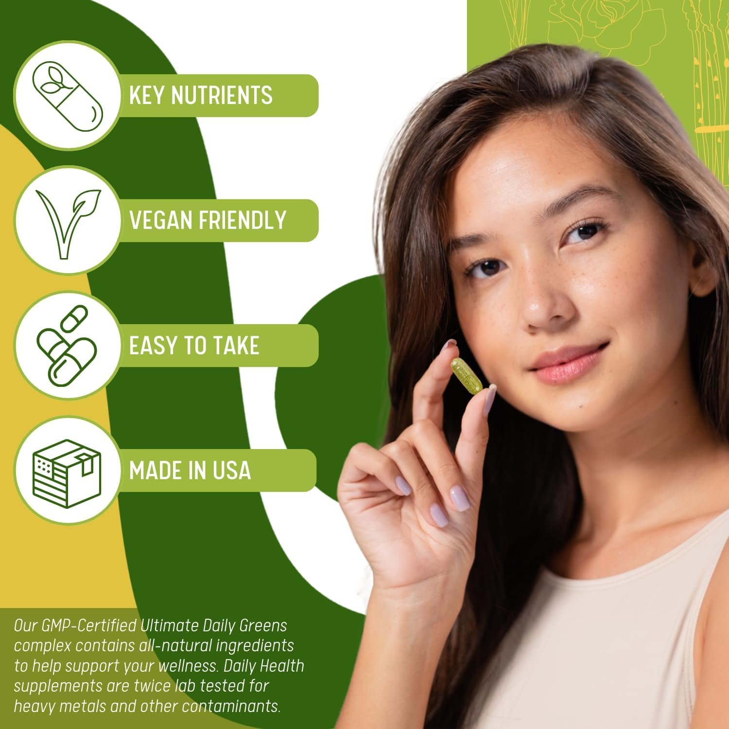 Ultimate Greens with MSM 1925mg Vegan Friendly Natural Ingredients Superfood Vegetable Nutritional Alkalizing Immune Energy Support Supplement 180 Capsules (1 Month Supply) - Image 5