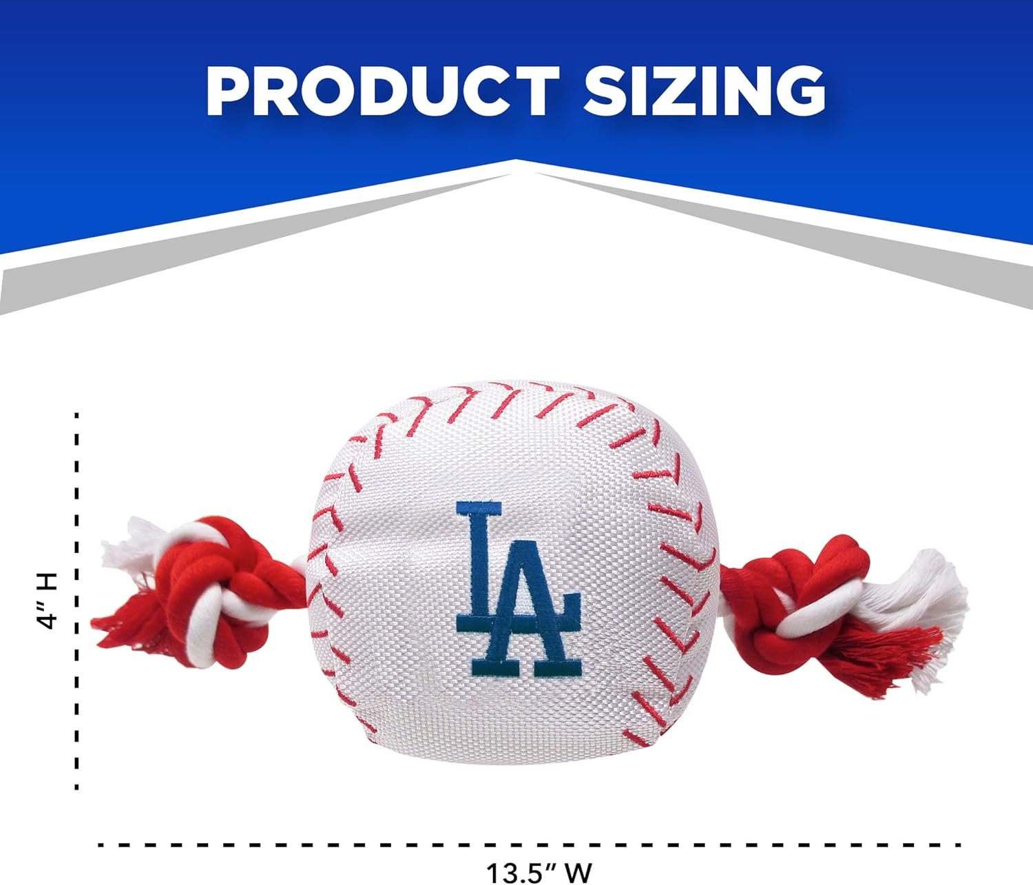 MLB LOS ANGELES DODGERS Baseball Rope Toy for DOGS & CATS. Tough nylon, Sporty Baseball Design, Heavy-duty ropes with Inner SQUEAKER - Image 4