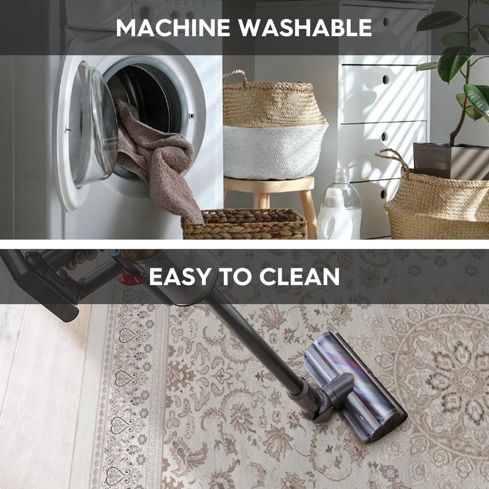 Artoid Mode Beige Traditional Medallion Border Area Rug, Home Decor Low-Profile Area Rugs for Entryway Bedroom Living Room Laundry Room Indoor 5x7 Feet - Image 7