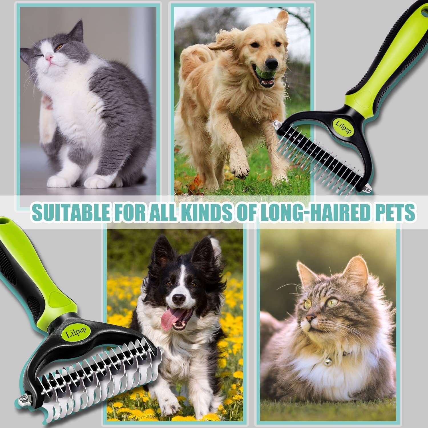 Pet Grooming Tool, Double-Sided Professional Grade Undercoat rake for pet tangles and mat Removal, Safe dehairing Comb and Depilation Tool - Image 6