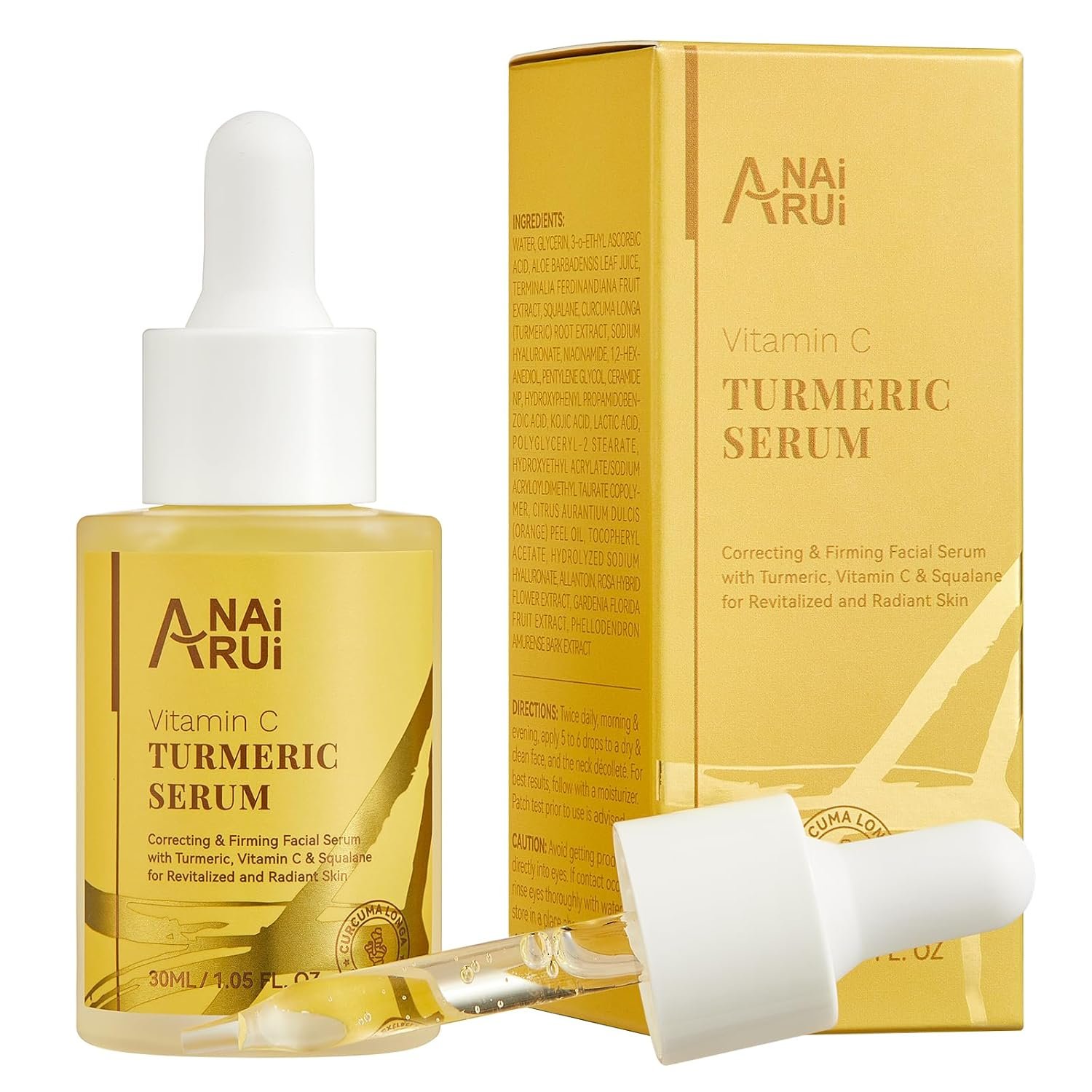 ANAI RUI Vitamin C Face Serum, Glowing Turmeric Facial Serum, Anti-Aging Facial Serum for Wrinkles, Evening Tone, Moisturizing - 1.05 FL.OZ - Image 9