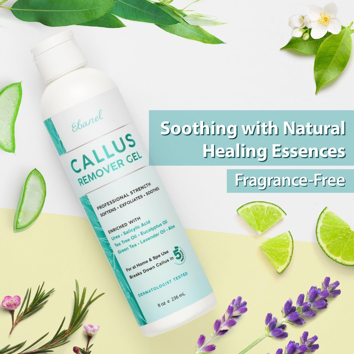 Ebanel Professional Callus Remover for Feet with Urea, Epsom Salt, Salicylic Acid, Tea Tree Oil, Glycolic Acid, Lavender, Heel Foot Callus Remover Gel Exfoliator Dead Skin Removal Pedicure Foot Spa - Image 4