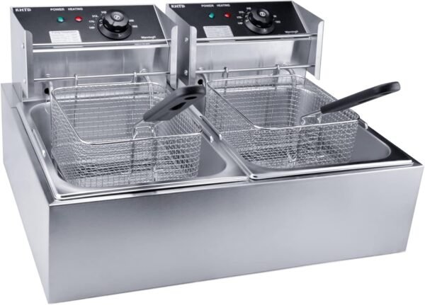 Commercial Deep Fryer with Basket, 3400W 12.7QT/12L, Detachable Large Capacity Stainless Steel Countertop Electric Oil Fryer with Temperature Control for Restaurant or Home Use - Image 8