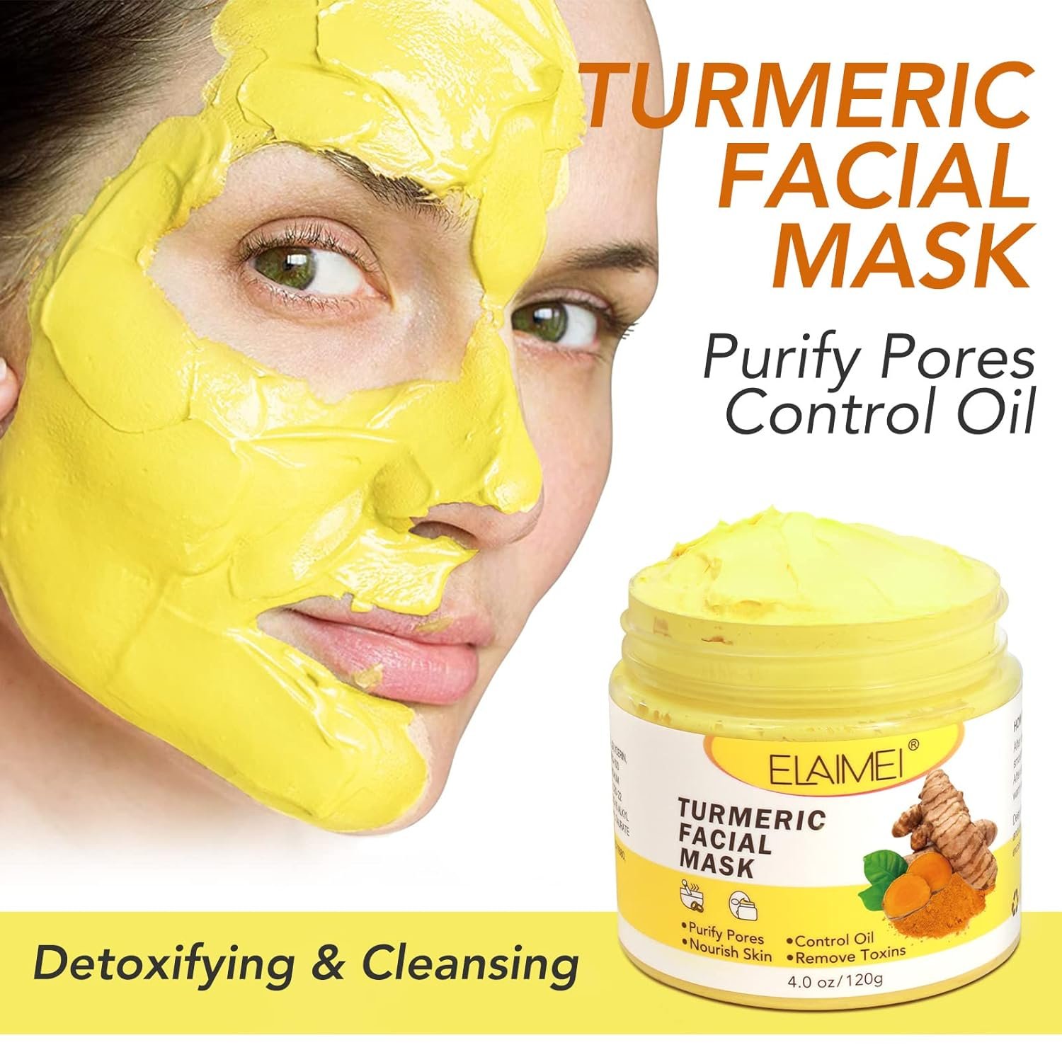 AUSTINE Turmeric Vitamin C Clay Mask for Face,Deep Cleansing Facial Mask for Dark Sport.face mask skin care for Moisturizing and Oil Control,Reduce Blackheads and Acne(4.0oz - Image 3
