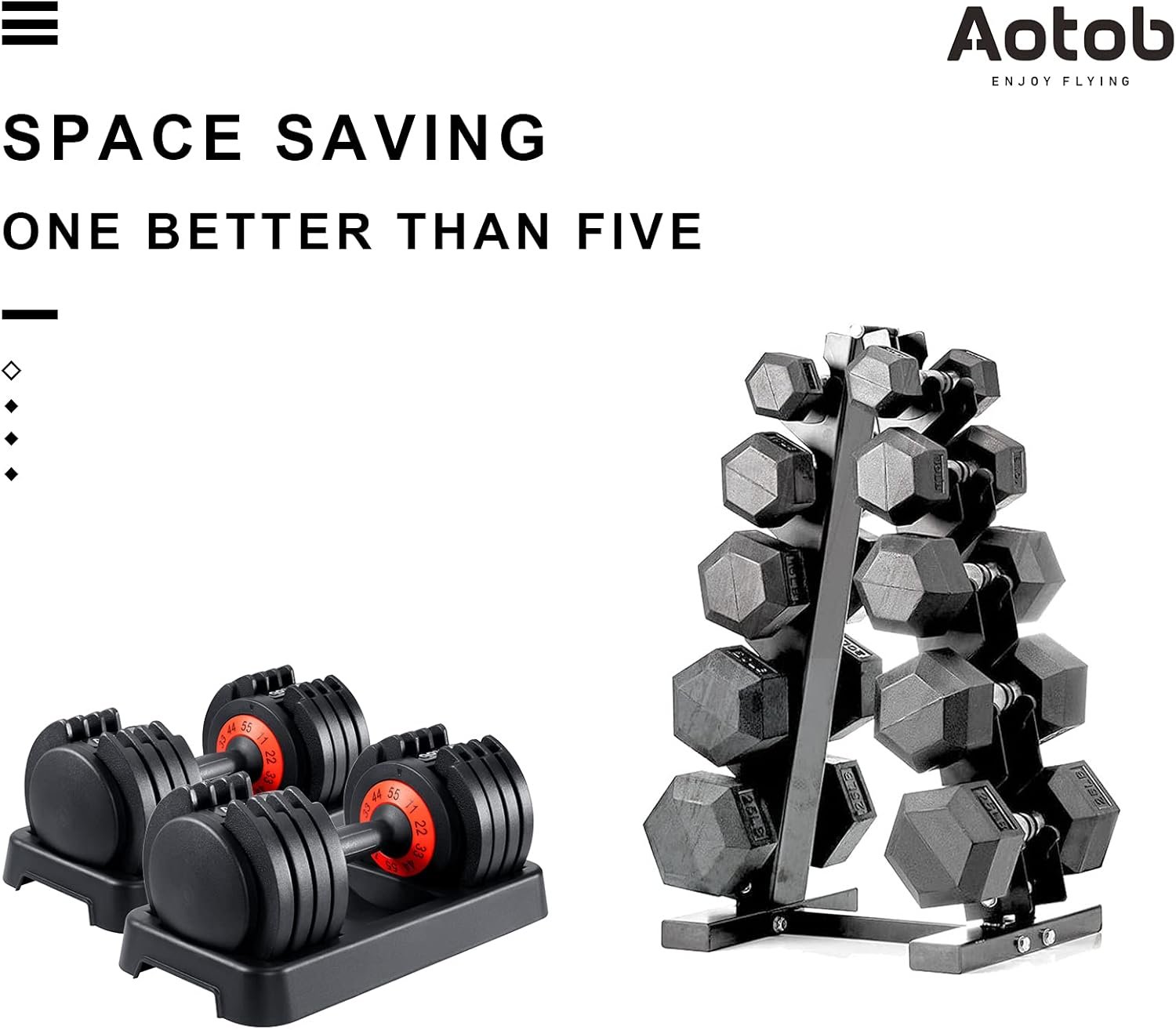 AOTOB 25/55 lbs (Pair) Adjustable Dumbbell Set, Dumbbells Adjustable Weight with Anti-Slip Fast Adjust Turning Handle, Dumbbell Sets Adjustable for Men and Women, Dumbbells Pair for Home Gym Exercise - Image 6
