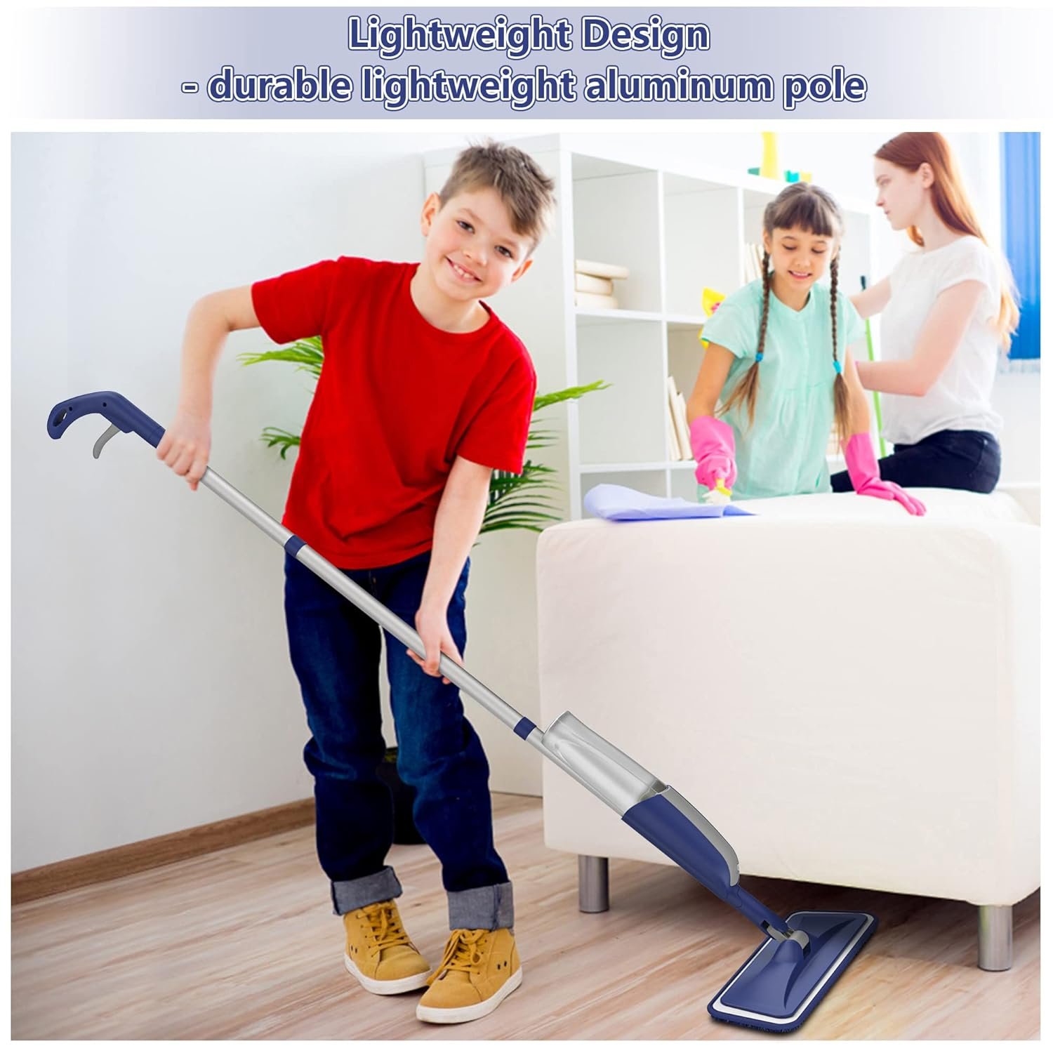 Wet Dust Mops for Hardwood Floor Cleaning - MEXERRIS Microfiber Spray Mops with 4X Reusable Washable Pads 2X Bottles Wood Floor Mops with Spray Home Commercial Use for Hardwood Laminate Tiles Floors - Image 7