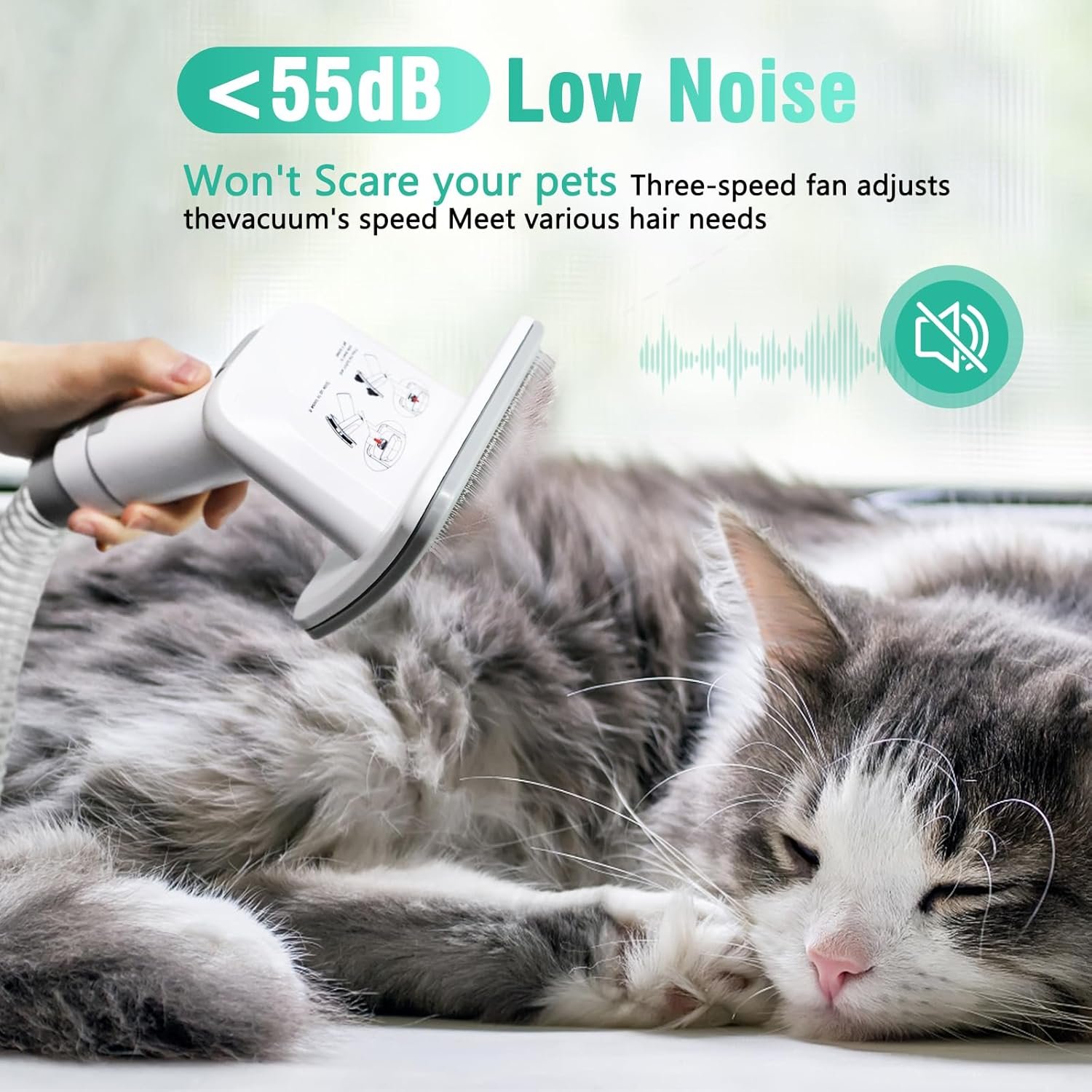 SISIGAD Dog Grooming Kit,Pet Hair Vacuum,Dog Grooming & Low Noise Hair Vacuum,Professional Clippers Nail Trimmer Grinder,7 Pet Grooming Tools for Dogs Cats and Other Animals - Image 4