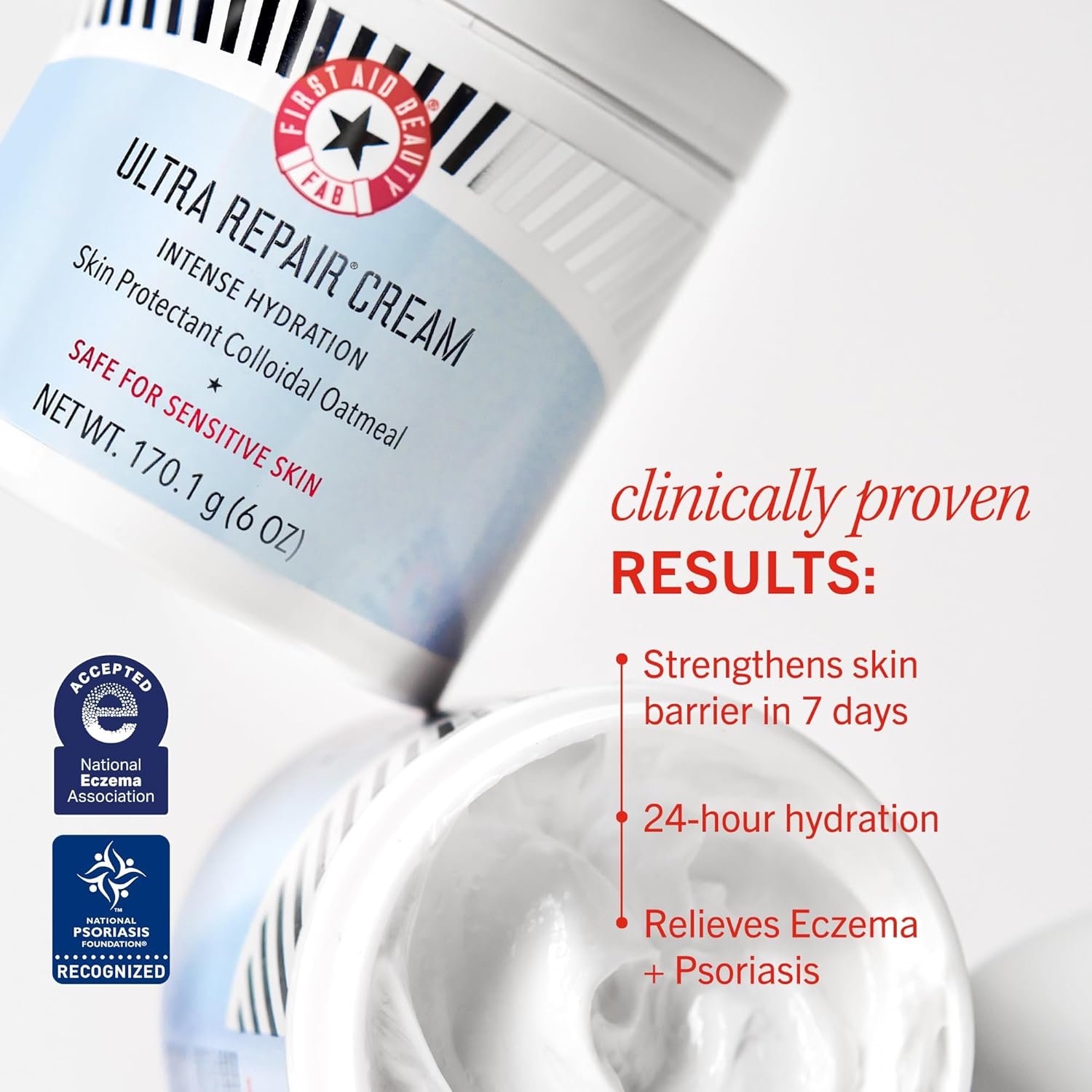 First Aid Beauty - Ultra Repair Cream, Intense Hydration Whipped Colloidal Oatmeal, Clinically Proven to Strengthen Skin Barrier in 7 Days & Helps Relieve Eczema, Luxury Moisturizer, 6 oz + Bonus, 2ct - Image 4