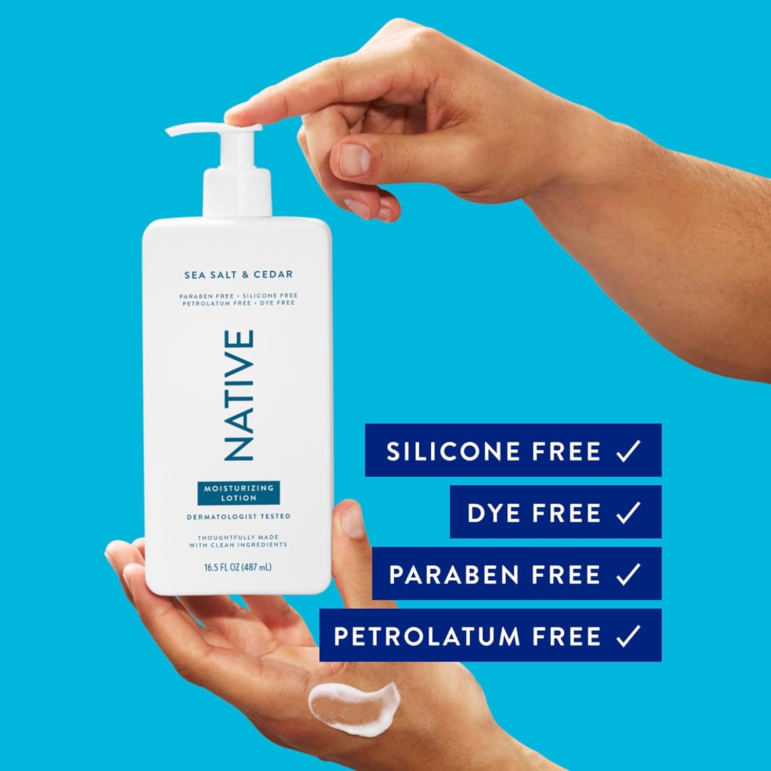 Native Body Lotion Contains Naturally Derived Plant-Based Moisturizers for Women and Men | Restores Dry Skin, Sea Salt & Cedar, 16.5 fl oz - Image 3