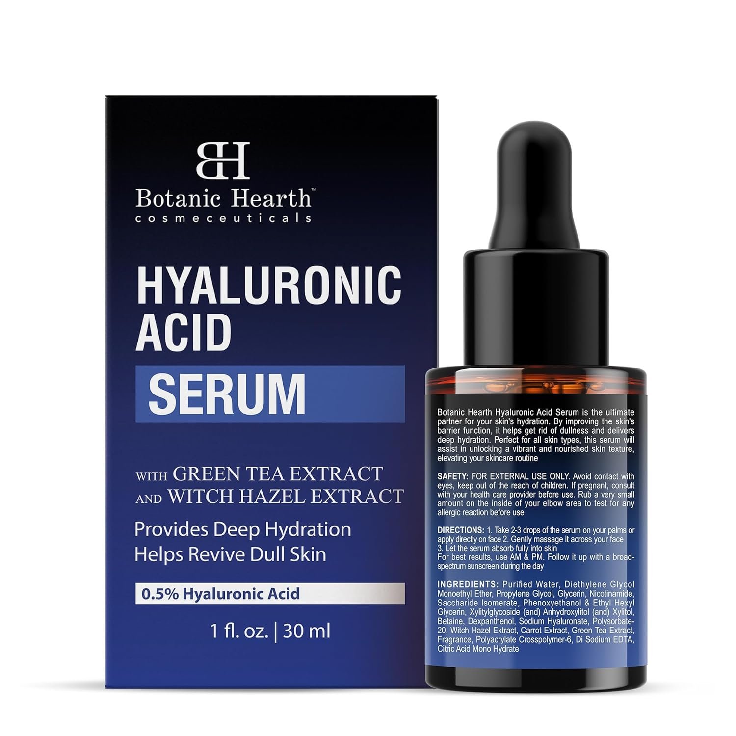 Botanic Hearth 0.5% Hyaluronic Acid Serum for Face with 2% Niacinamide, Witch Hazel & Green Tea Extracts | Hydrating & Moisturizing | Helps Reduce Wrinkles & Fine Lines | All Skin Types | 1fl oz - Image 9
