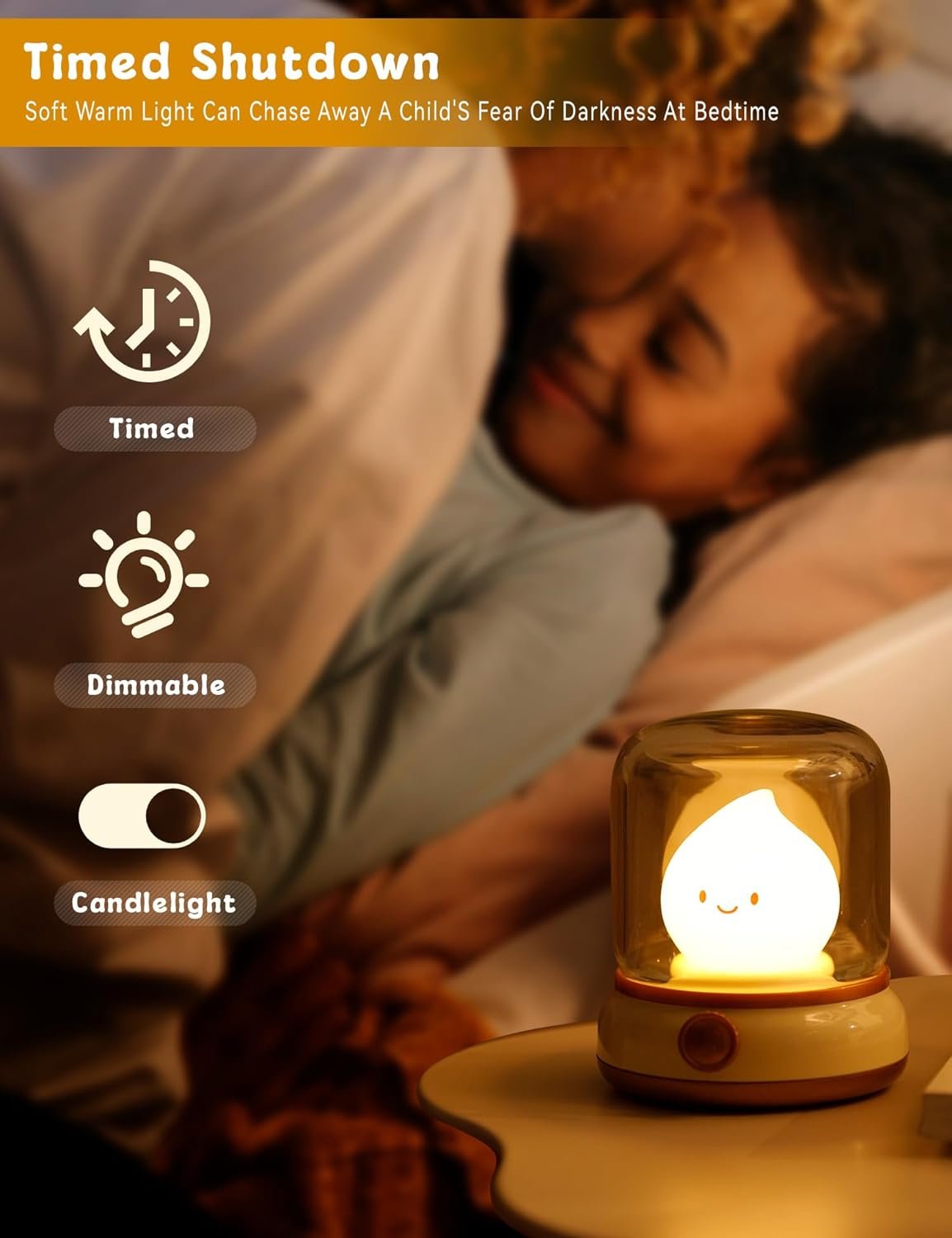 Flameless Candles Lamp, Led Candles,Candle Warmer Lamp, Cute Kerosene Lamp,Silicone Flame Amber Light,Adjustable Dimmable Rechargeable Night Light for Kids,Girls,Teenager Kids Bedroom - Image 5