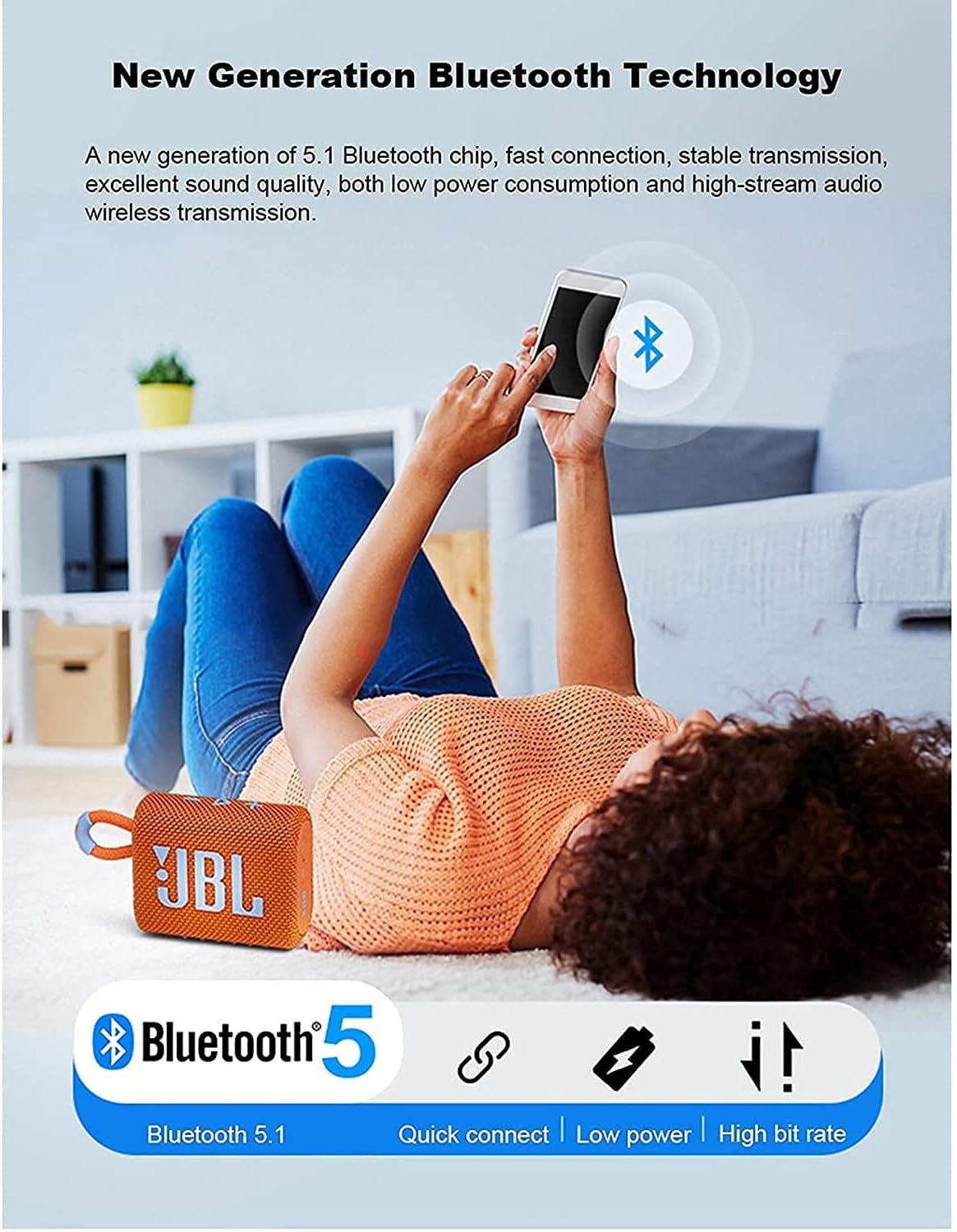 JBL Go 3 Portable Waterproof & Dustproof IP67 Outdoor Wireless Bluetooth Speaker (White) (Renewed) - Image 3