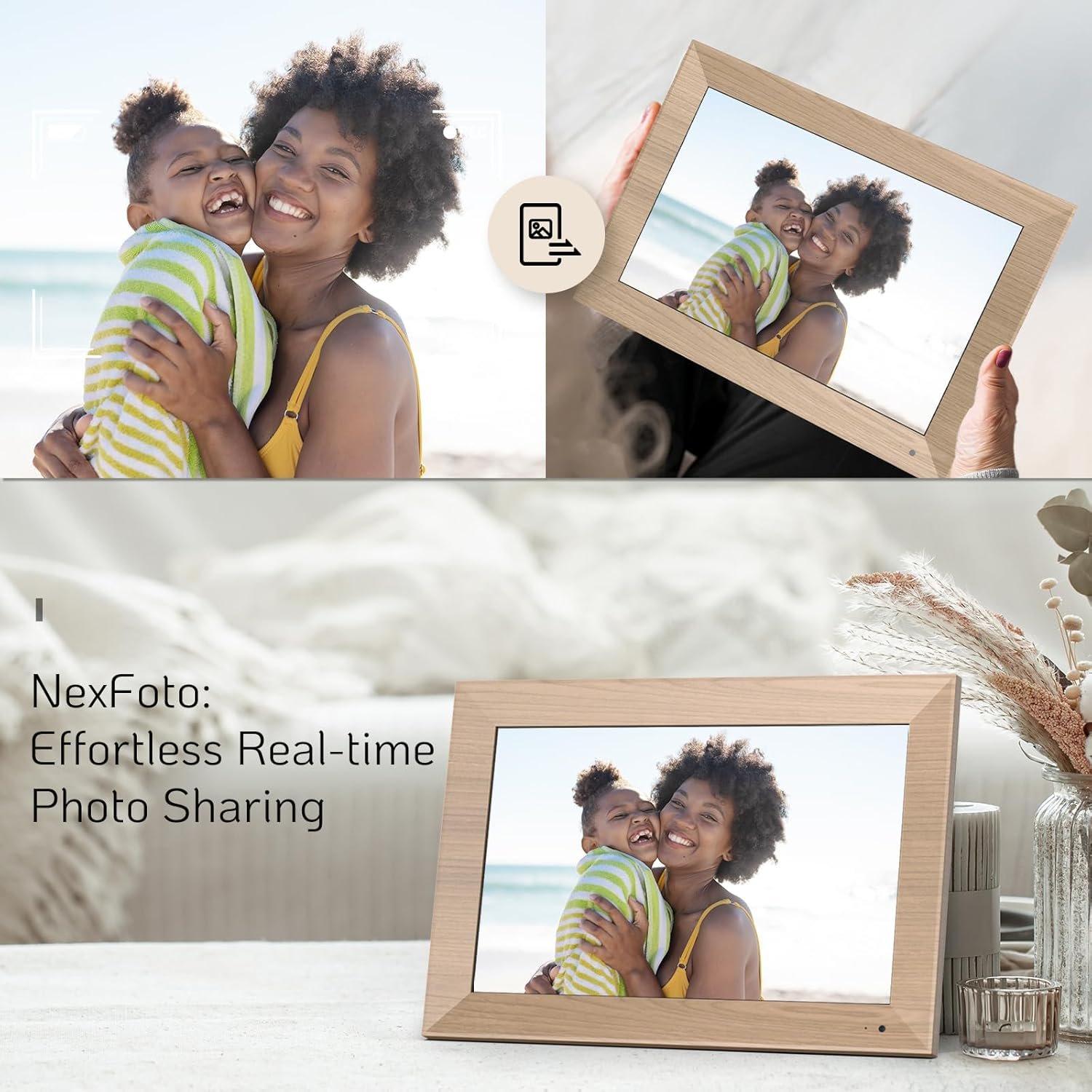 NexFoto Digital Picture Frame 10.1 Inch 32GB, WiFi Digital Photo Frame, Electronic Picture Frame with IPS Touch Screen, Light Sensor, Easy to Share Photos Video via App, Gifts for Mom Men - Image 3