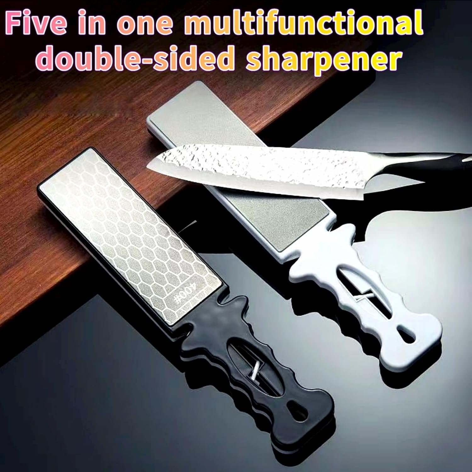 Sharpening Stone 5-in-1 Sharpening Plate- Dual-Sided Design for Sharpening Chef's Knives, Paring Knives, and Scissors - Professional Kitchen Utensil to Effortlessly Hone Razor-Sharp Blades - Image 4