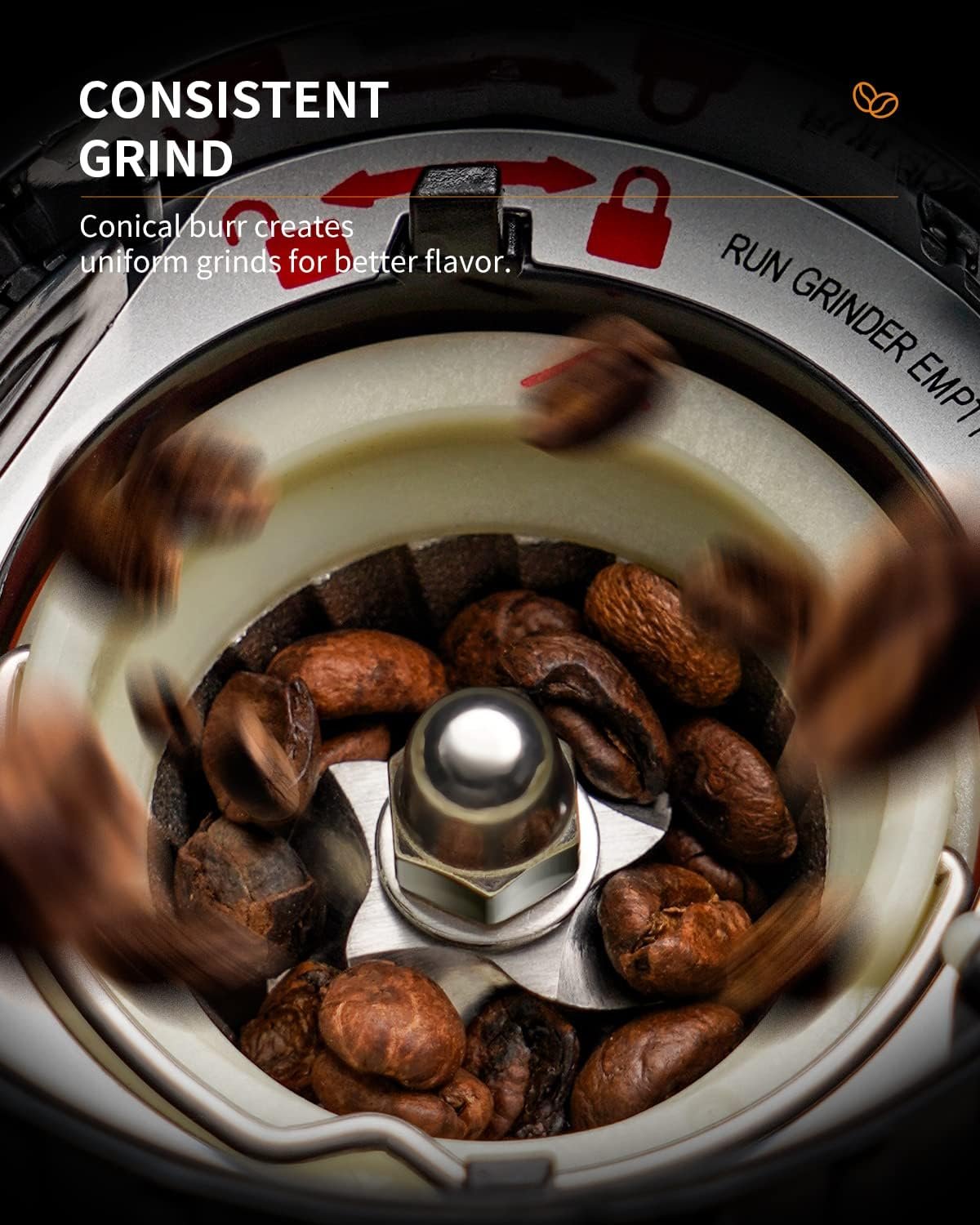SHARDOR Conical Burr Coffee Grinder Electric, Adjustable Touchscreen Burr Mill with 48 Precise Settings, Precision Electronic Timer, Anti-static, Brushed Stainless Steel - Image 4