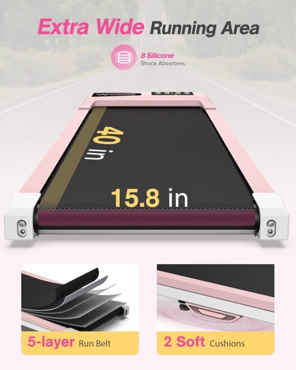 10% Incline Walking Pad Treadmills 320+lb Capacity, Smart Foldable Under Desk Treadmill Work with KINOMAP Apple Health, Treadmill for Home Office Apartment, Lightweigh and Easy to Store - Image 6