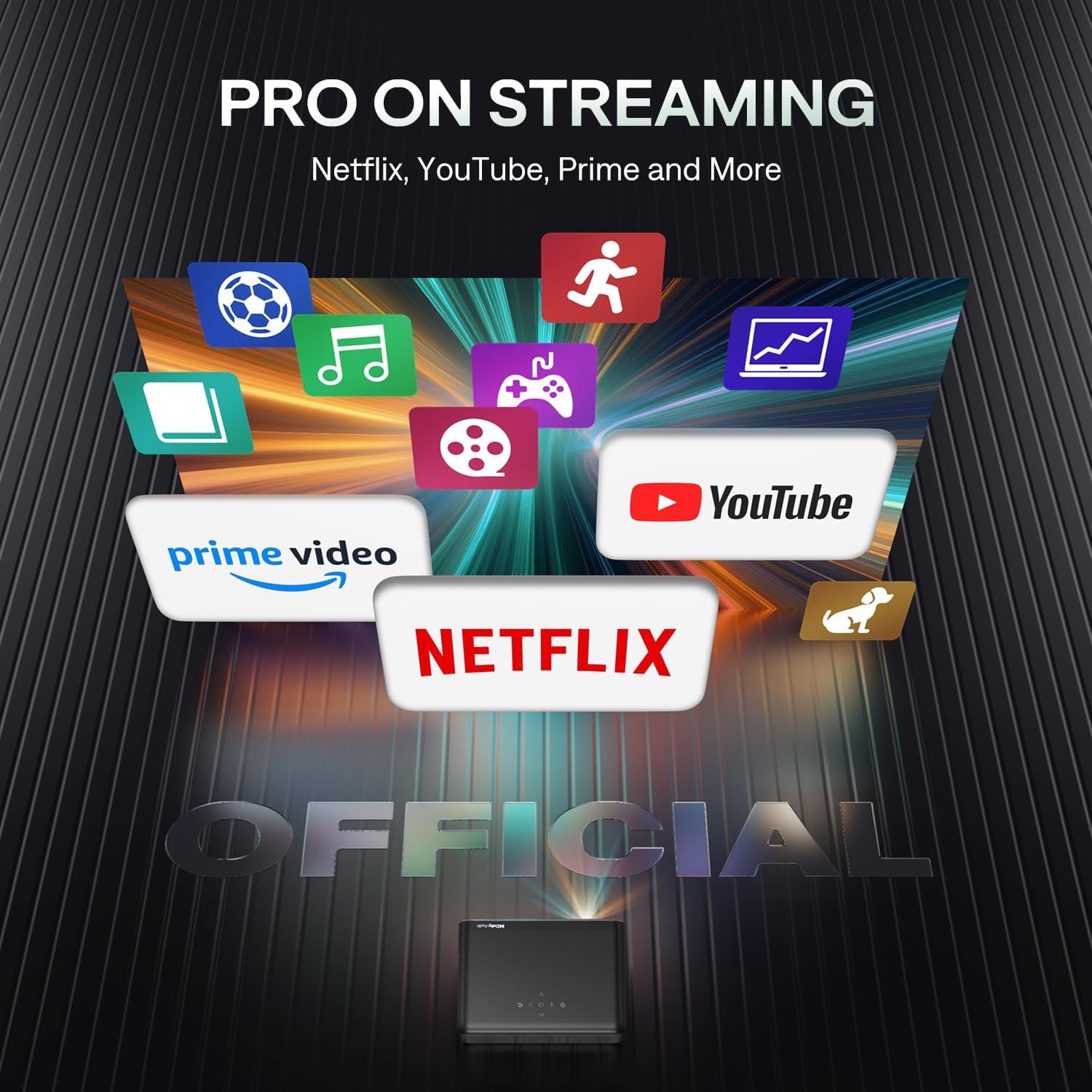 EAZZE D1 Pro Smart Projector with WiFi and Bluetooth, Netflix Official, 20W Speakers, Dolby Audio & dbx-tv Total Sonics, Auto Focus & Keystone, Native 1080P Portable Outdoor Movie Projector - Image 4