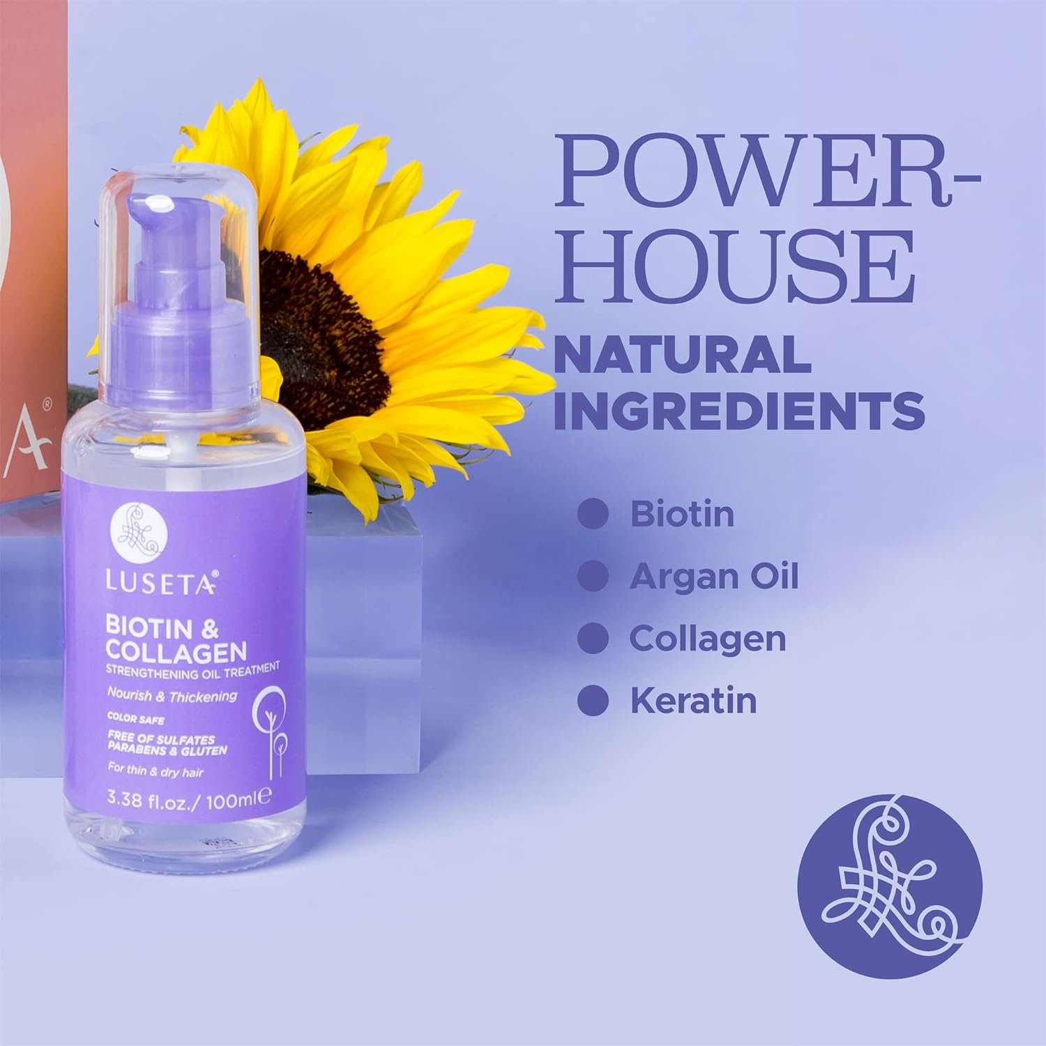 L LUSETA Biotin Hair Growth Serum with Collagen, Hair Oil for Thin and Damage Hair Growth Oil, Biotin growth serum for Frizzy & Damaged hair, Thickening and Healthier Scalp for Men & Women 3.38 Fl Oz - Image 4