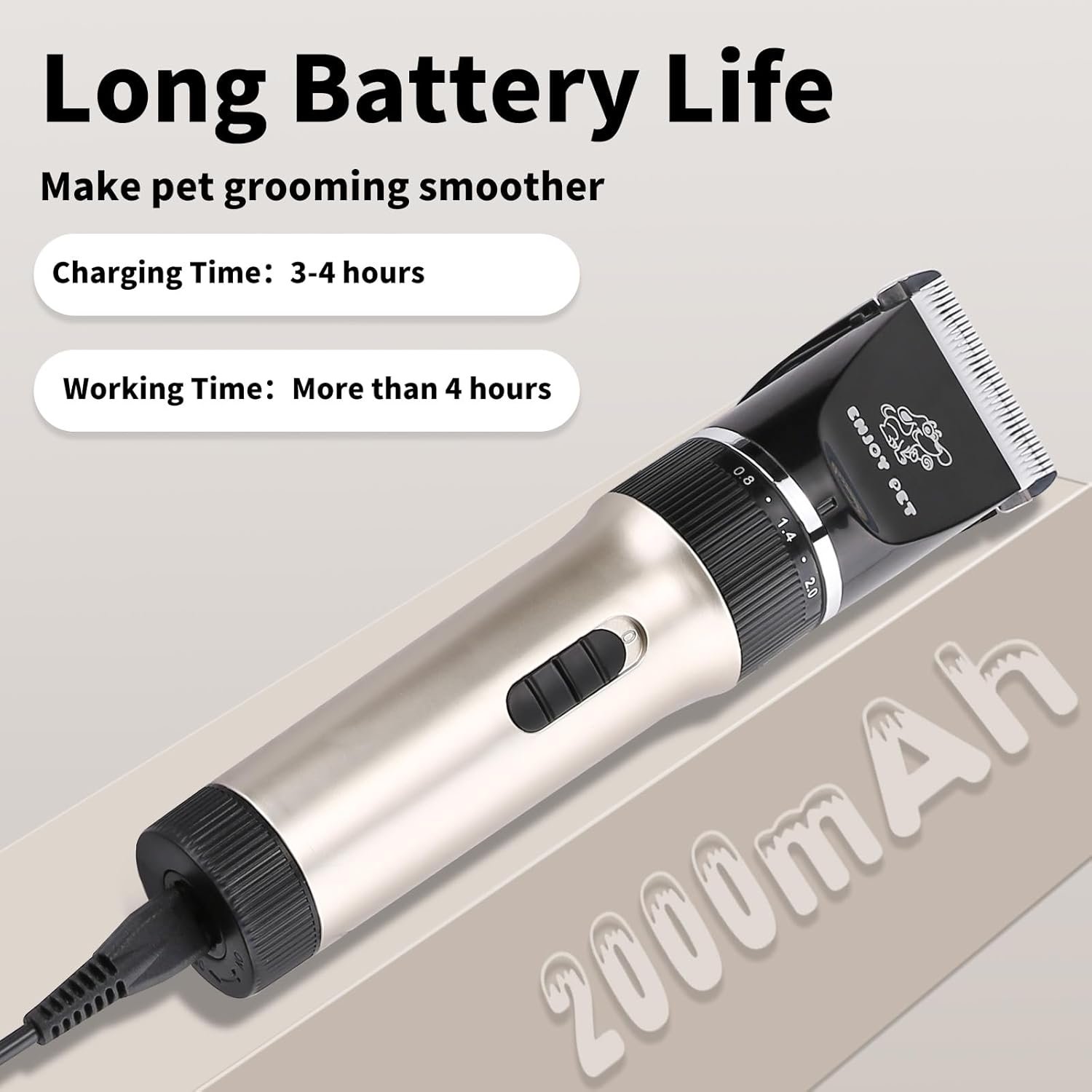 Dog Clippers for Grooming, Low Noise Dog Grooming Clippers, Cordless Dog Hair Trimmer, Rechargeable Dog Shavers for Grooming Dogs Cats Pets - Image 4