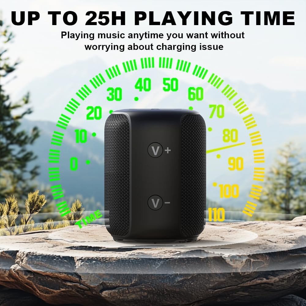 Bobtot Portable Speaker Bluetooth 10W Peak, IPX6 Shower Speaker, 25H Playing Time, Loud and Stereo Sound with Bass, Dual Pairing, Small Bluetooth Speaker Wireless for Party, Camping, Travel - Image 7