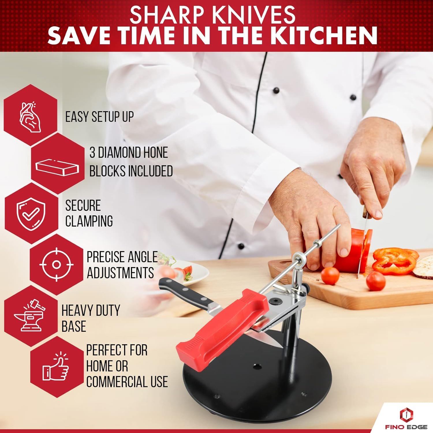 Professional Knife Sharpeners for Kitchen Knives - Diamond - Designed with Tight Clamp, Stable Base - Easy To Assemble with Reference Guide & Instruction Manual - Image 3