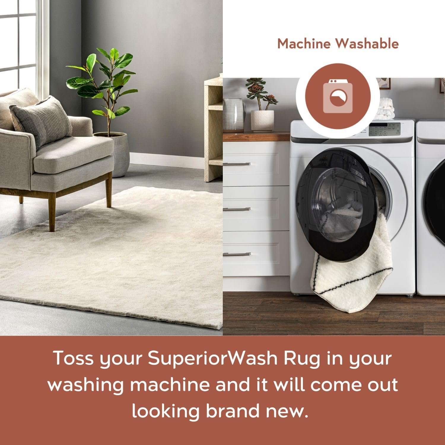 nuLOOM 4' x 6' Cozy Plush SuperiorWash Area Rug, Machine Washable, Non-Slip, Soft Fluffy Shag Carpet for Living Room Bedroom Kids Room Nursery Home Decor, Loni Cream - Image 4