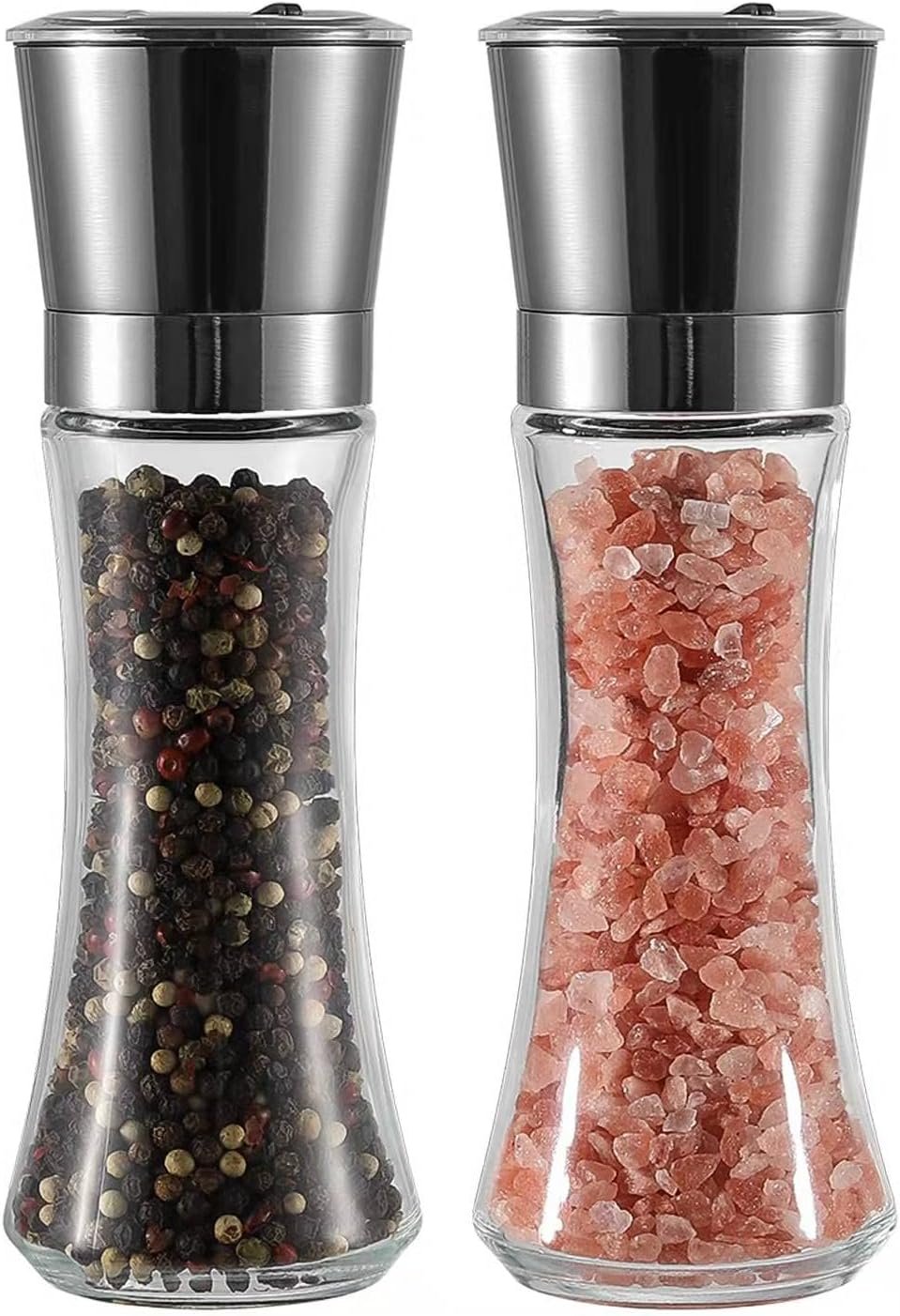 VEVOK CHEF Salt and Pepper Grinder Set Stainless Steel Black Salt and Pepper Mill with Adjustable Coarseness Salt Shaker Set Spice Grinder Black Pepper Grinder Refillable Home Kitchen - Image 2