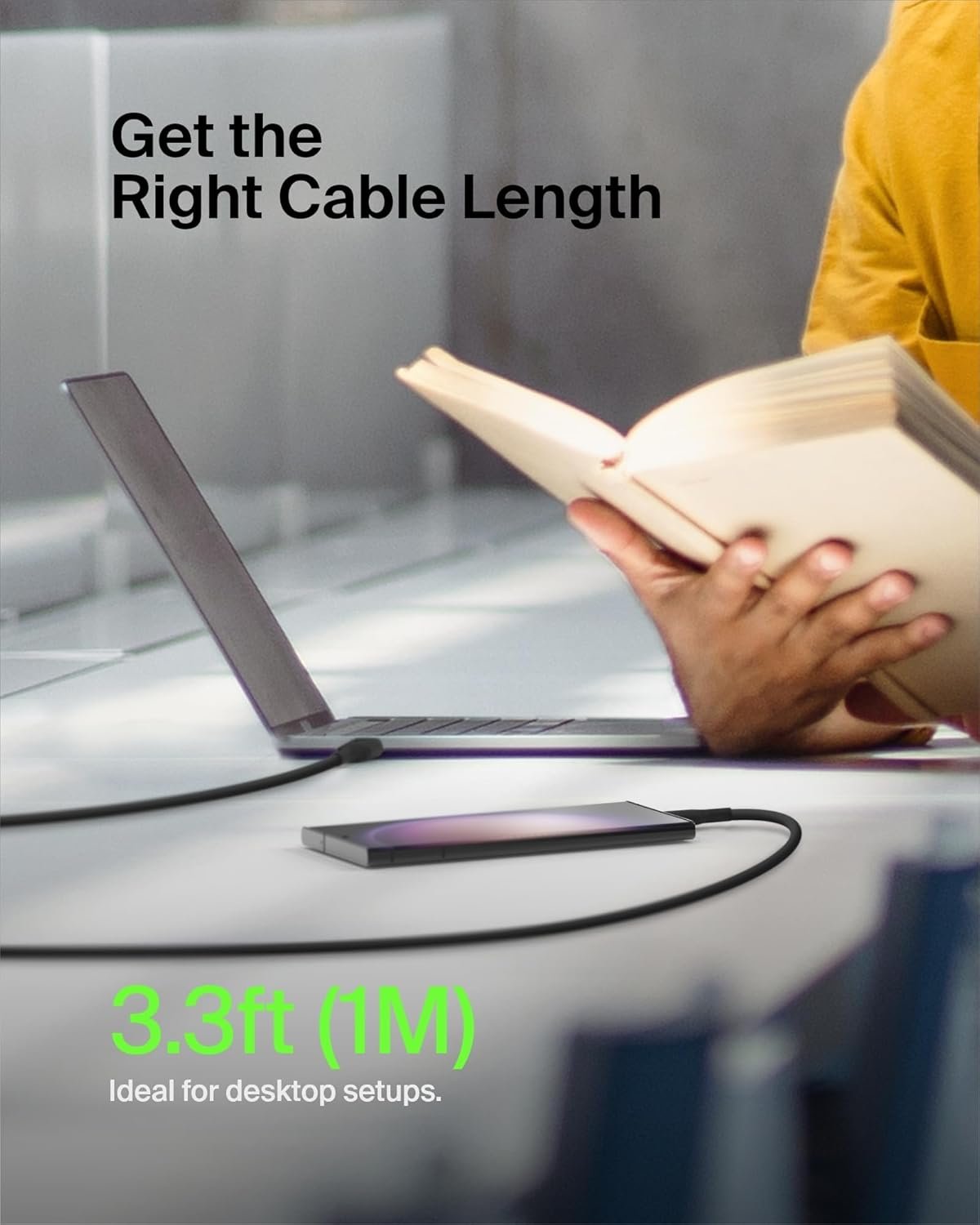 Belkin BoostCharge USB-C to USB-C Cable (1M/3.3ft), USB-C Fast Charging Cable for iPhone 16, iPhone 16 Pro, iPhone 16 Pro Max, Galaxy S24, S23, Pixel, iPad Pro, Carplay, & More- Black (2-Pack) - Image 8