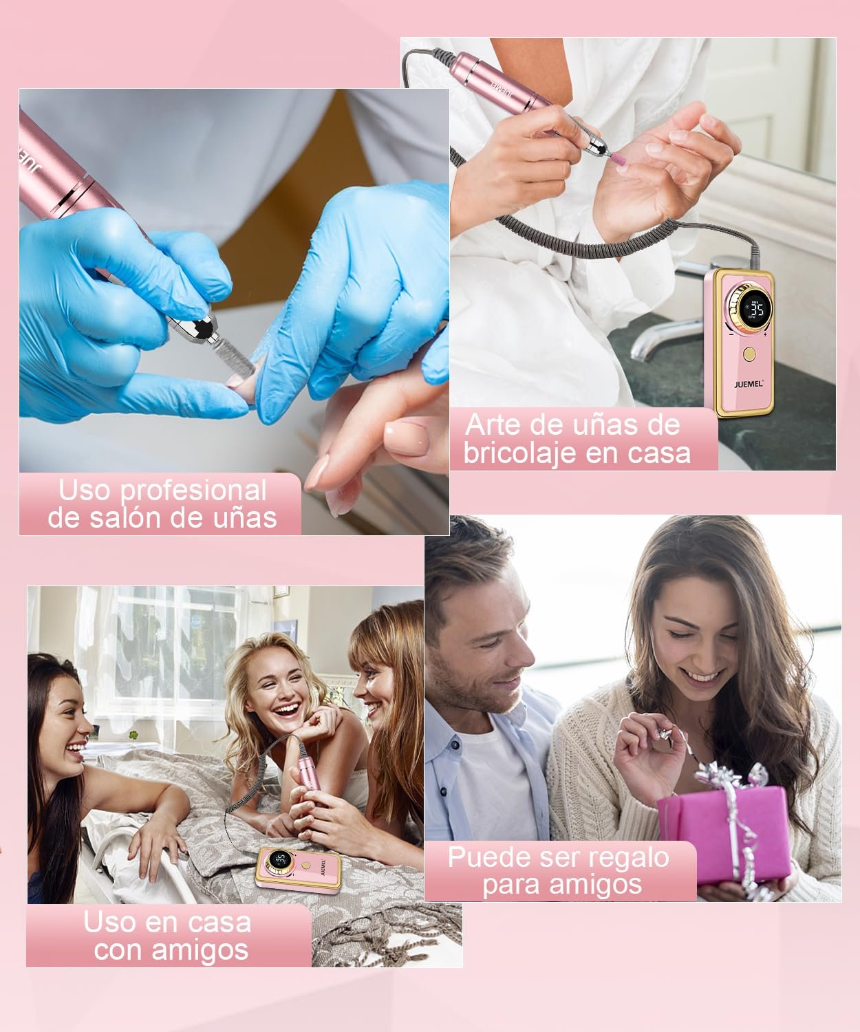 Nail Drills for Acrylic Nails Professional 35000rpm,JUEMEL Electric Nail File Machine 36W,Nail Drill Kits 120pcs for Home and Salon,Rechargeable Efile for Gel Nails,Acrylic,Manicure,Polishing Shape - Image 7