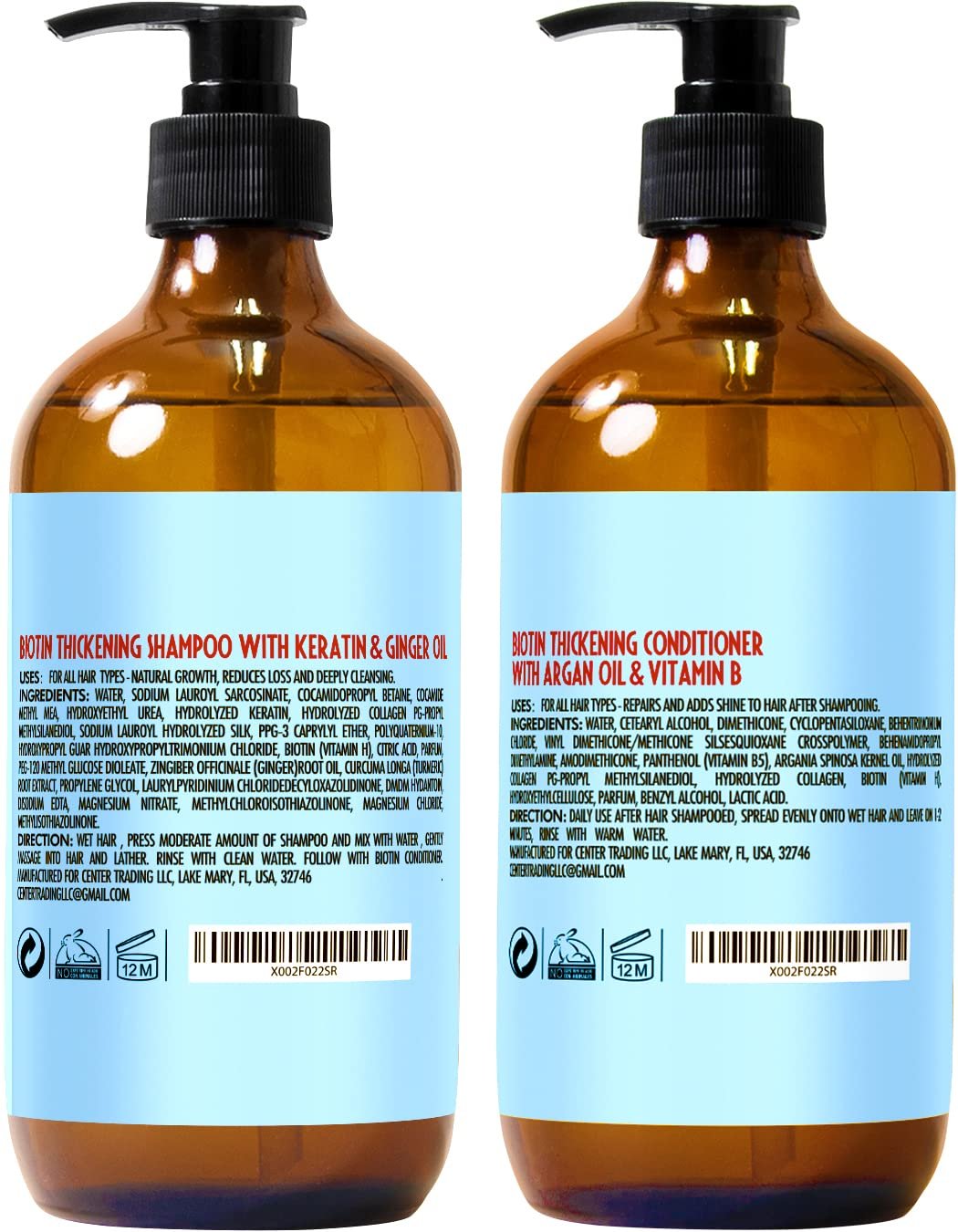 Biotin Shampoo and Conditioner Set - Volume Boosting Formula for Men and Women to Help Thinning Hair - Sulfate and Paraben Free with Thickening Properties - Volumizing Products to Improve Fullness - Image 9